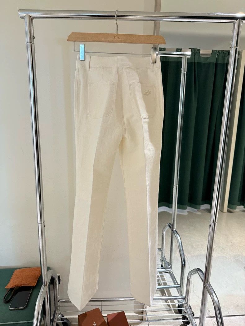 Loro Piana LORO PIANA Ladies linen cotton straight flared trousers Size 26" / US 2 / IT 38 - 4 Thumbnail