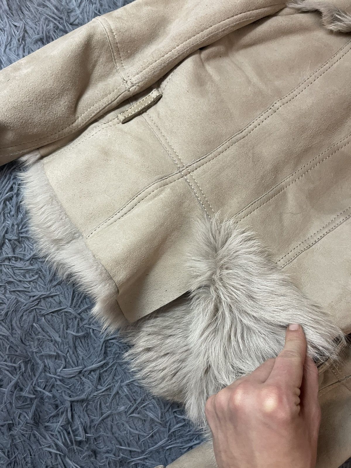 Burberry × Genuine Leather Burberry real fur + Leather fuzzy shearling biker jacket Size S / US 4 / IT 40 - 17 Thumbnail