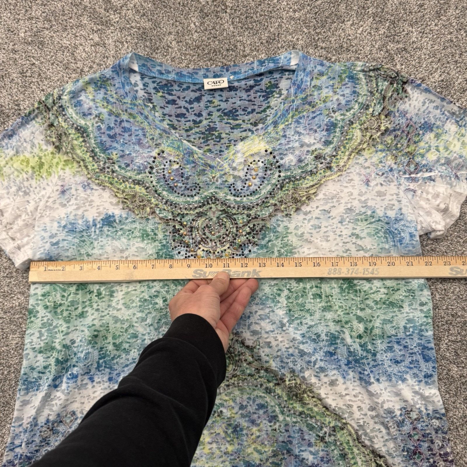 Other Cato Top Women 18 Plus Boho Rhinestones Embellished Ethereal Size XXL / US 16-18 / IT 52-54 - 4 Thumbnail