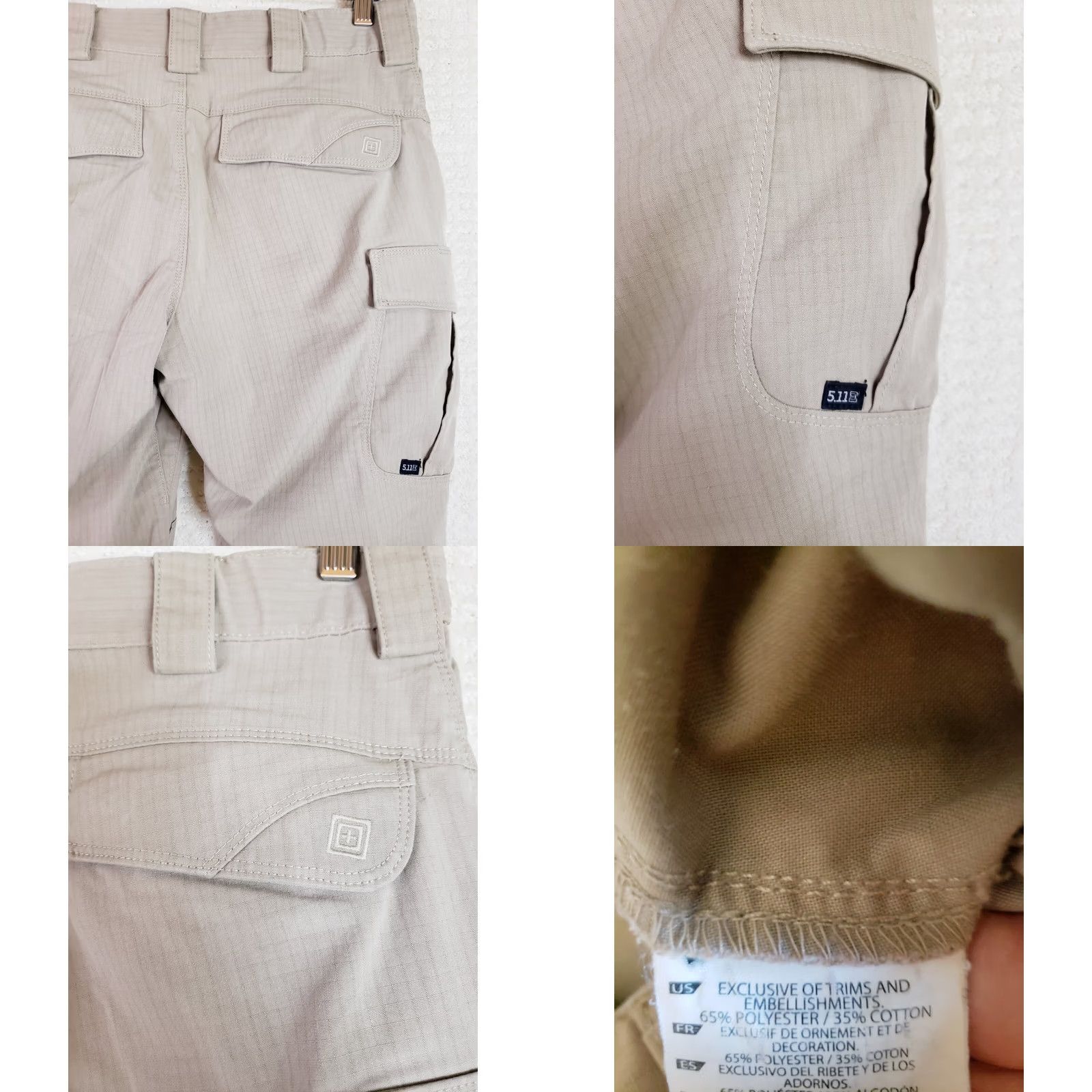 Vintage 5.11 Tactical Series Pants Men 30x30 Workwear Khaki Beige Cargo Pocket Flat Front Ripstop Cotton Poly Blend Mid Rise Straight Leg 30 In inseam Mens Size US 30 / EU 46 - 9 Thumbnail