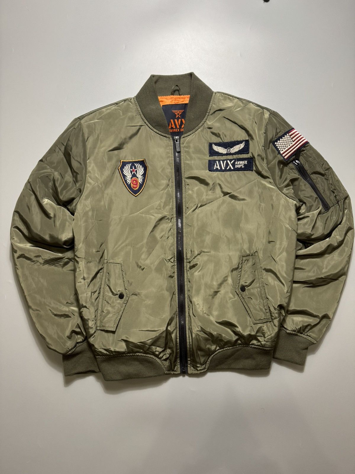 Avirex Dept MA-1 Bomber Jacket Olive Green Military Flight