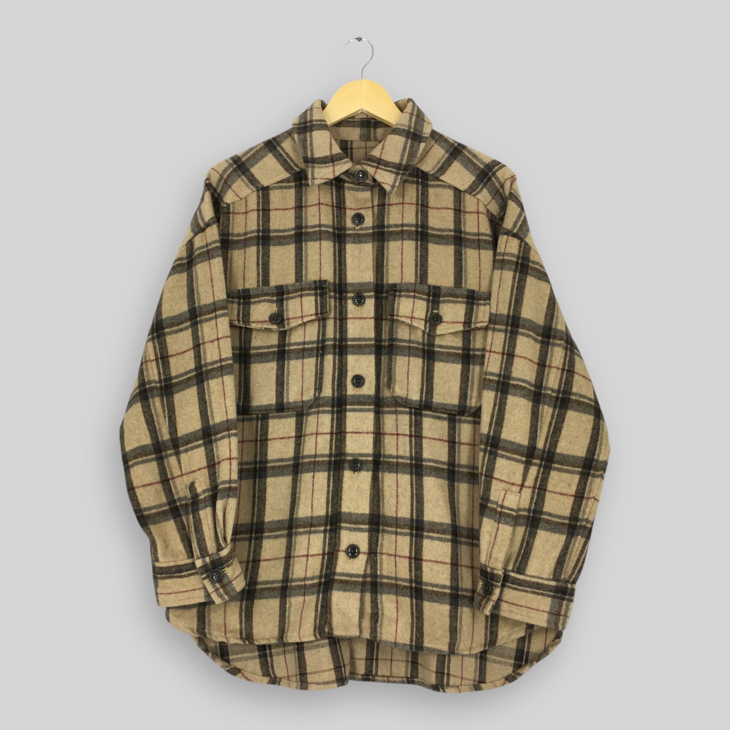 Vintage Japanese Brand Plaid Shadow Checkered Flannel Medium