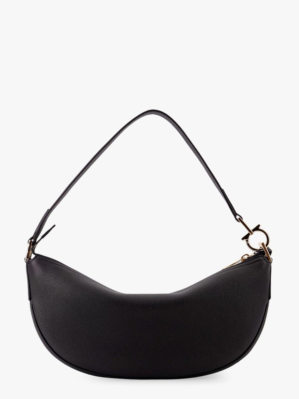 FERRAGAMO Black Leather Small Hobo Bag New And Authentic