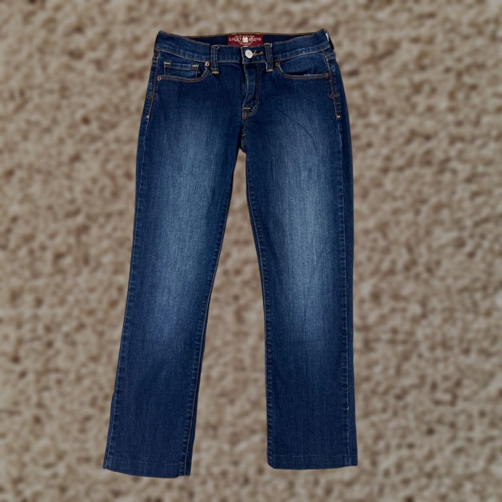 Lucky Brand Lucky Brand Jeans Women's Blue Denim Straight Pants 2 Low Rise Cotton Blend 5-Pocket Size 26" / US 2 / IT 38 - 1 Thumbnail