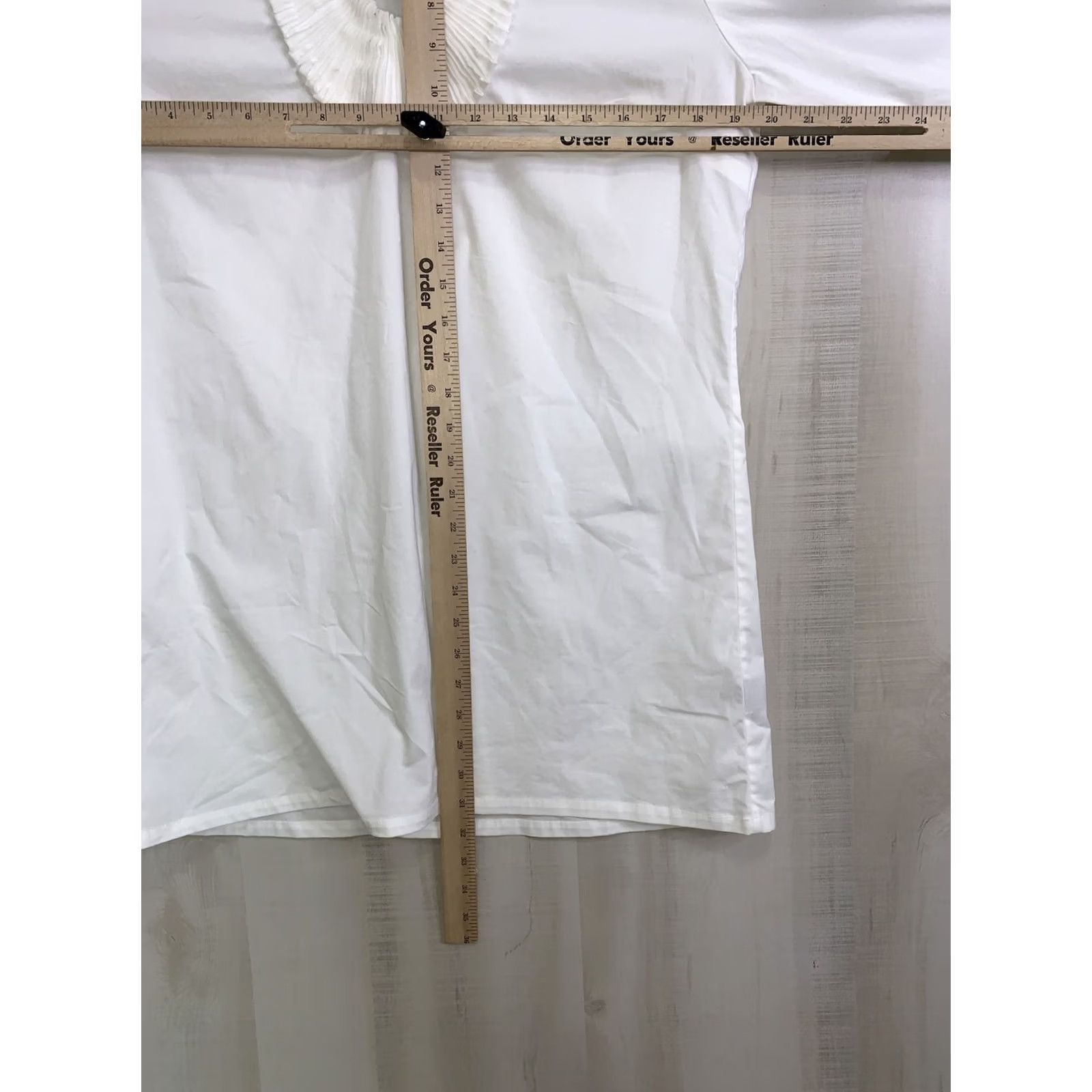 Vintage Adrienne Vittadini Ivory Stretch V-Neck Womens Large Tunic Top Size L / US 10 / IT 46 - 5 Thumbnail