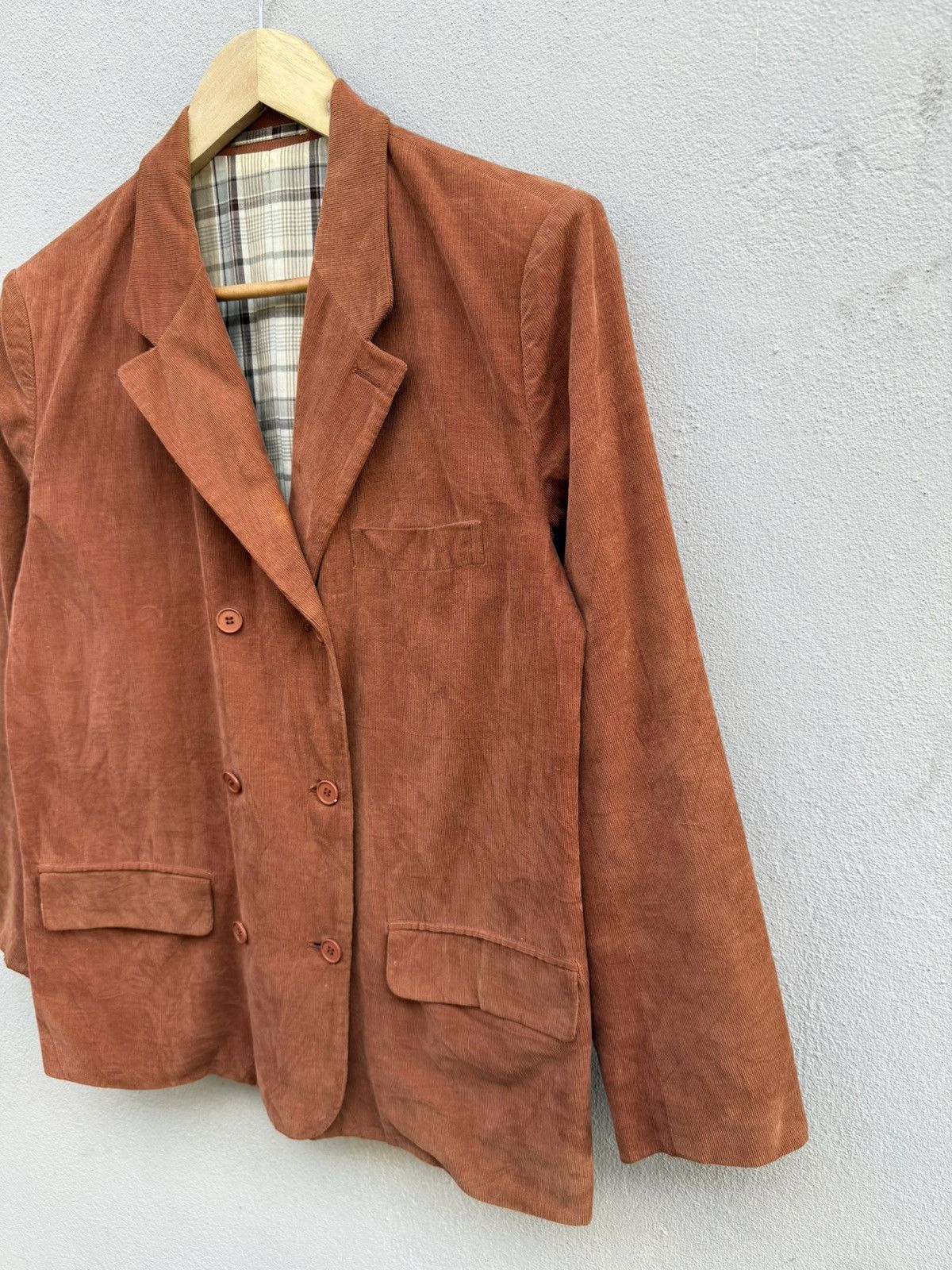 Yohji Yamamoto 💥ARCHIVED💥RARE Y’s Double Breasted Checkered Corduroy Blazer Size 38R - 4 Thumbnail