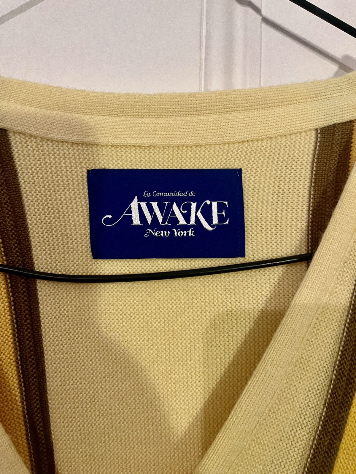 Awake NY Wool stripped cardigan yellow