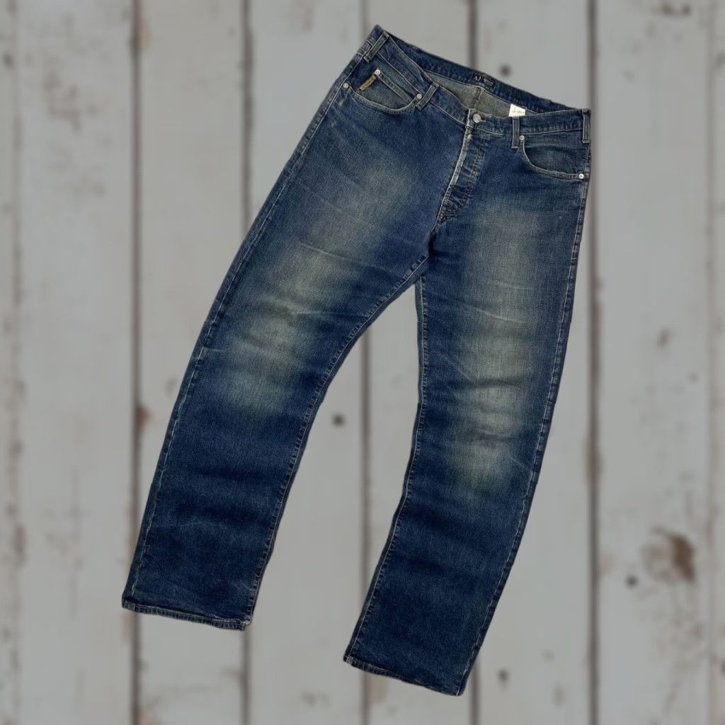 Vintage VINTAGE Armani Jeans Denim Baggy Jeans Big Logo 90s Men Blue 38 Regular Mens Jeans Size US 38 / EU 54 - 1 Thumbnail