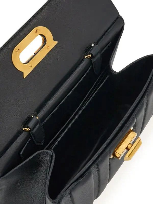 Salvatore Ferragamo o1s1rm0924 Size: OS / Embosse Flip Leather Tote Bag in Black Size ONE SIZE - 6 Thumbnail