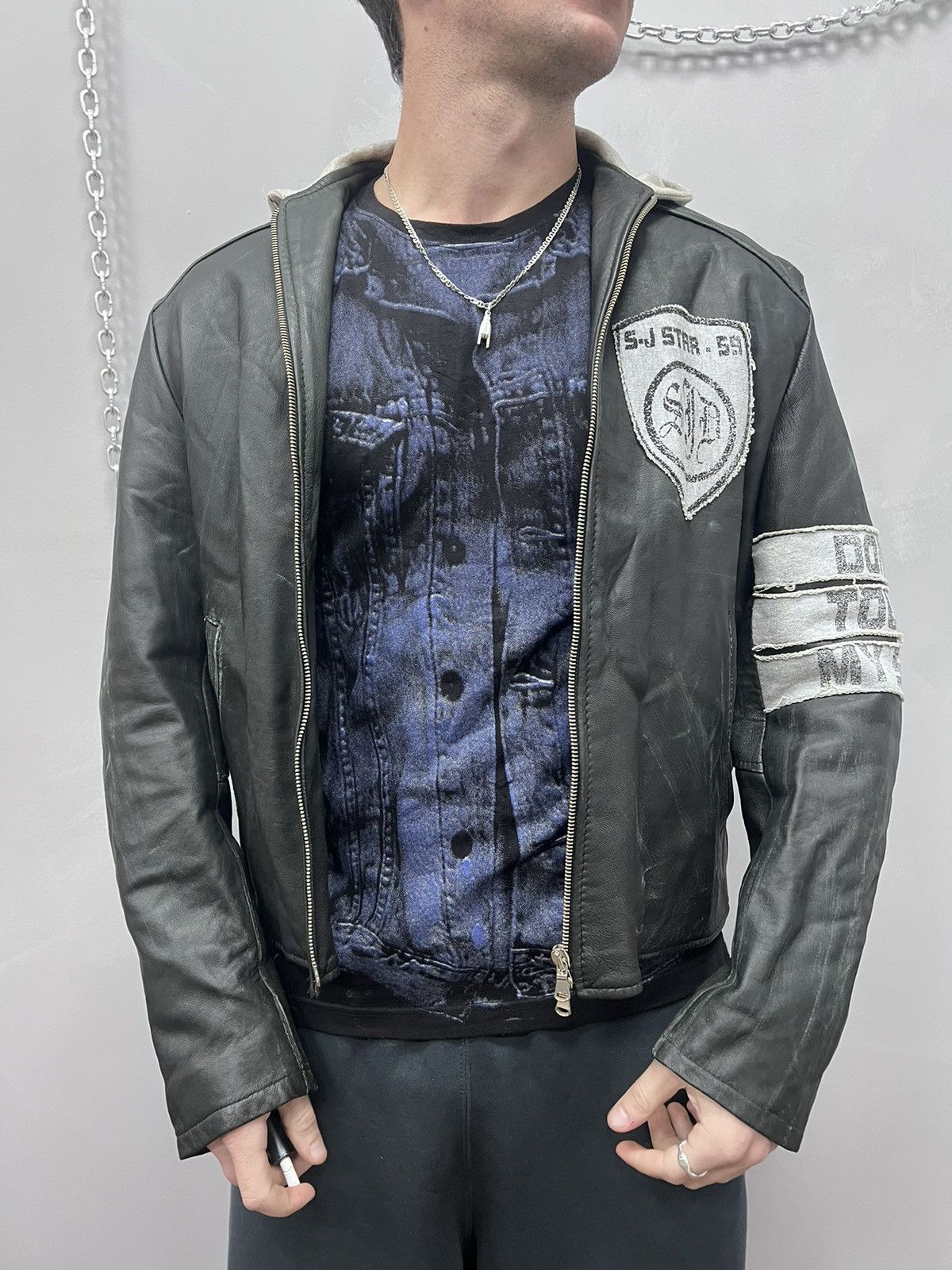 ジャケット・アウター 00s archive L.G.B. leather RIDERS jacket L.G.B Early 00s Padded Cow Leather Rider Jacket L.G.B (Le