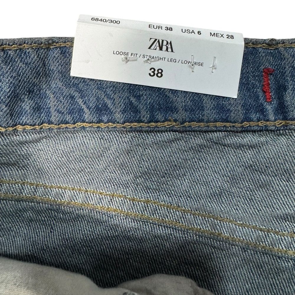 Zara NWT New Zara The Loose Fit Jeans In Distressed Resin Size 6 Size 28" / US 6 / IT 42 - 8 Thumbnail