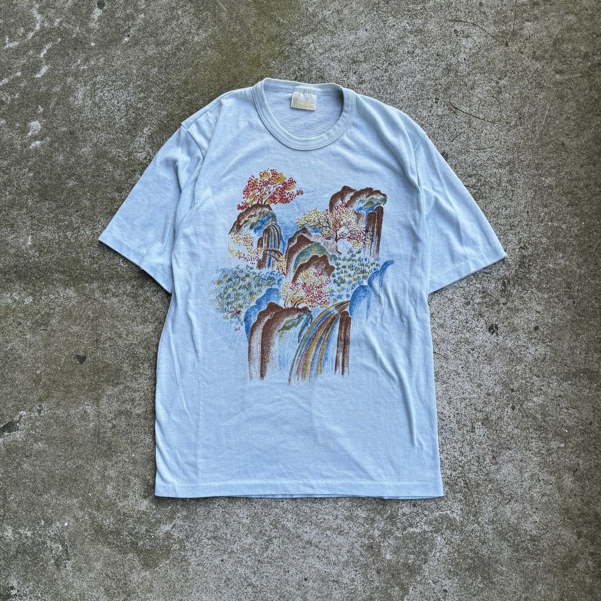 Vintage 70s Sears Waterfall Print Art Tee RRL Bode ERD ERL Size US M / EU 48-50 / 2 - 1 Thumbnail