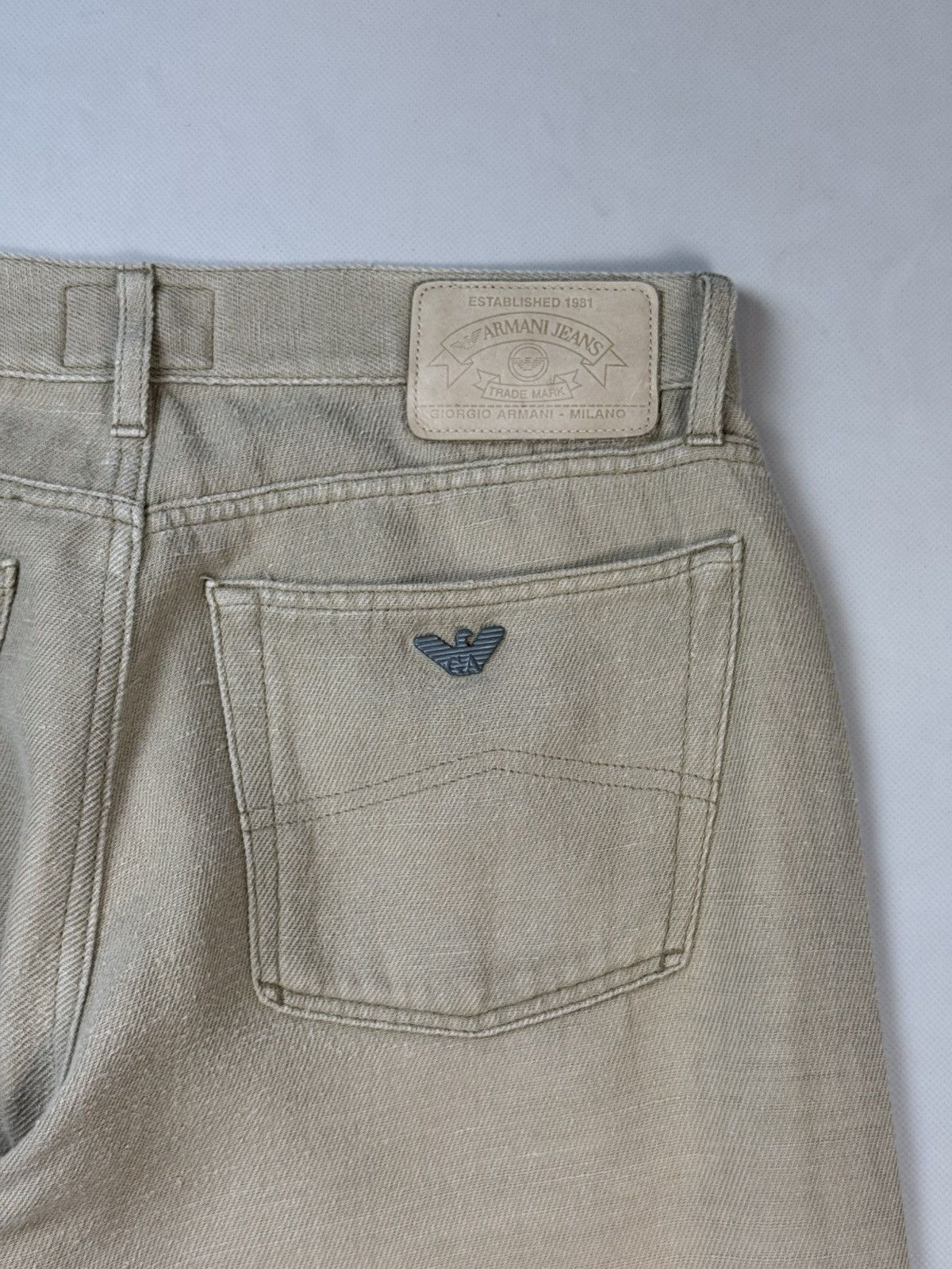 Armani AJ Armani Jeans Vintage Metal Logo Men’s Linen Chino Pants Size US 33 - 25 Thumbnail