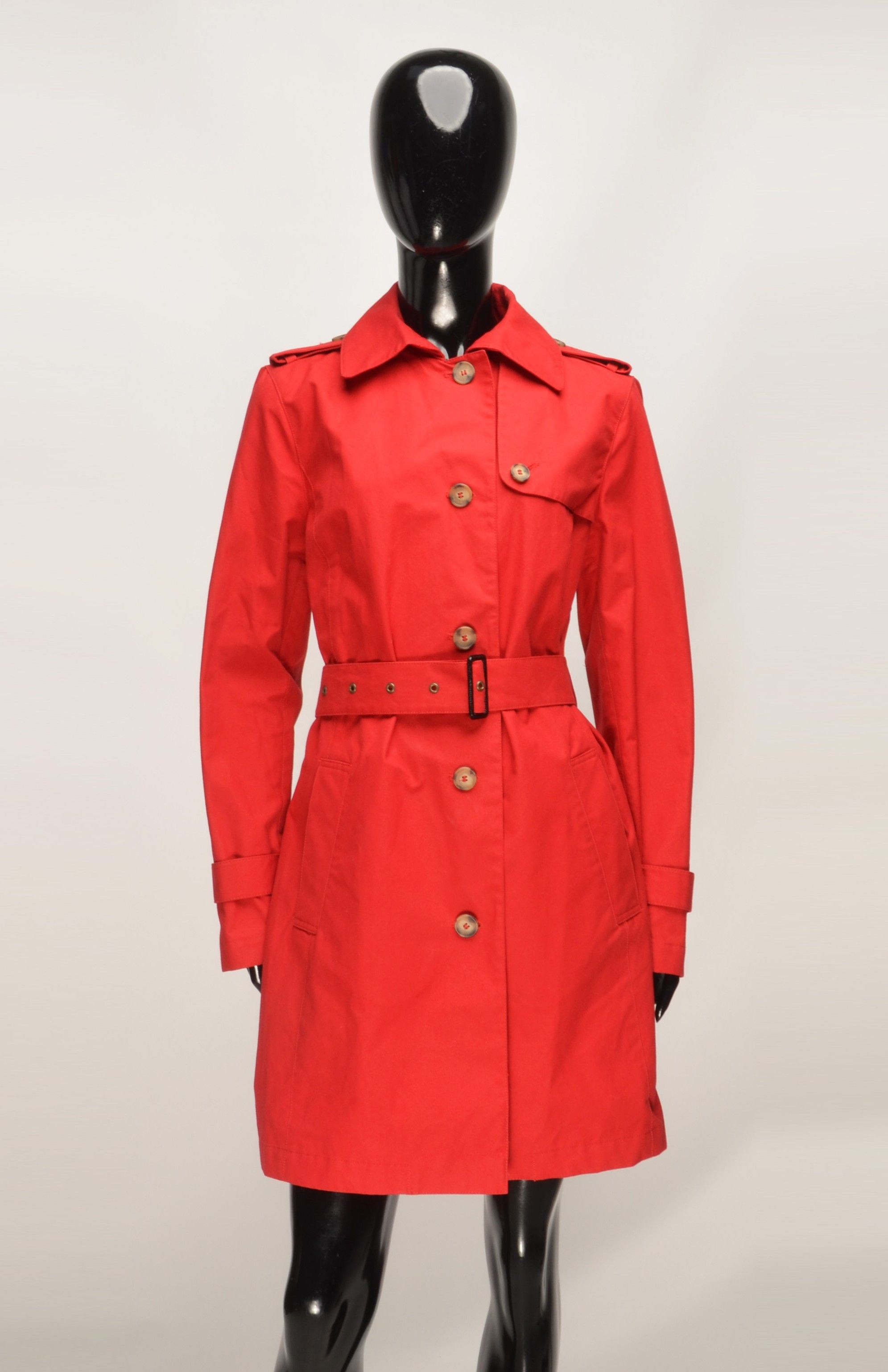 Other House Of Bruar Waxed Cotton Red Belted Trench Coat Size M / US 6-8 / IT 42-44 - 1 Thumbnail