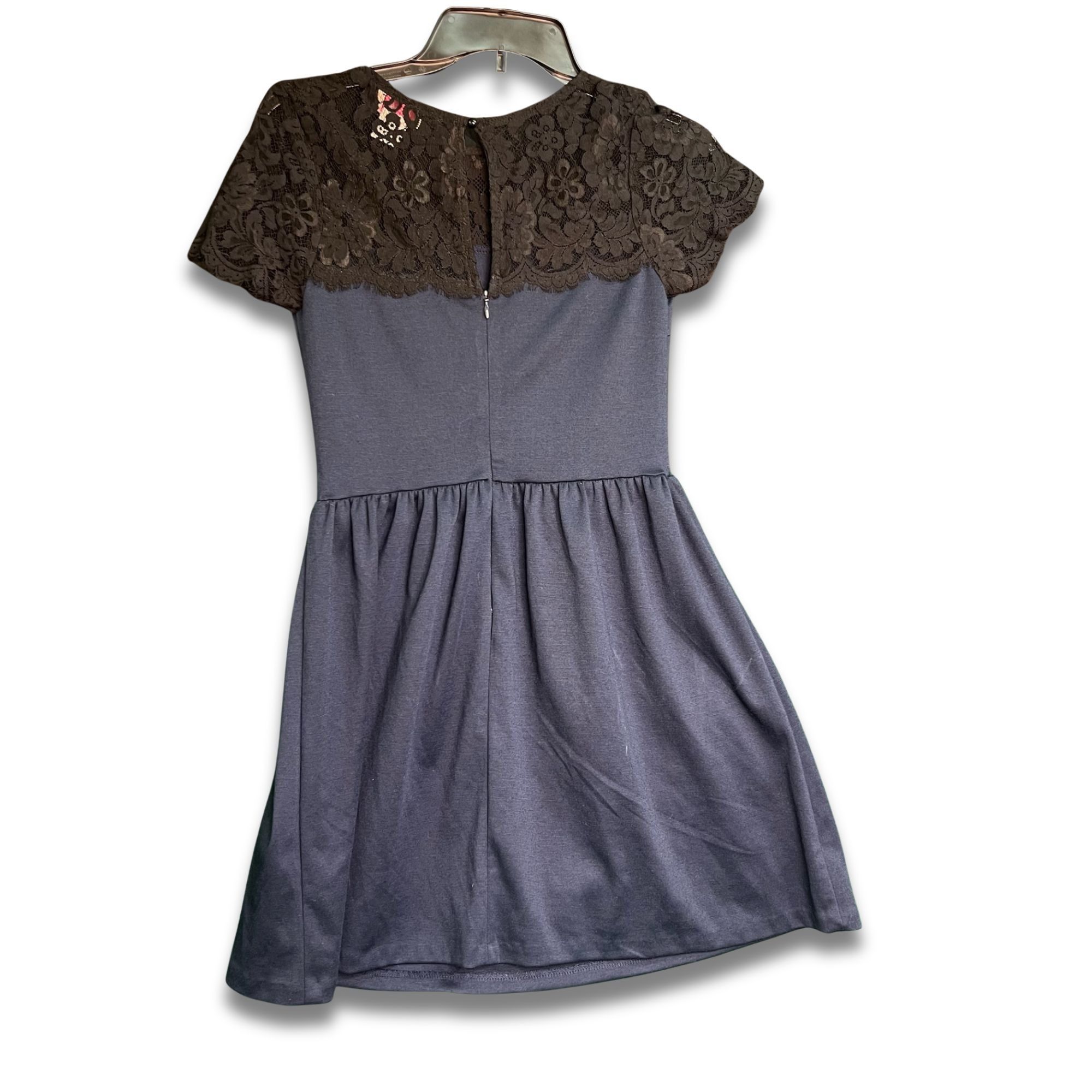 Other LOVERLADY Blue Knit Dress With Black Floral Lace Short Sleev Size S / US 4 / IT 40 - 3 Thumbnail