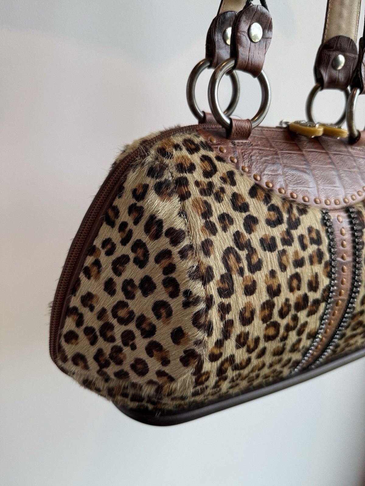 Other Alaluna Leopard Leather Brown Bag Vintage Boho Glam Size ONE SIZE - 4 Thumbnail