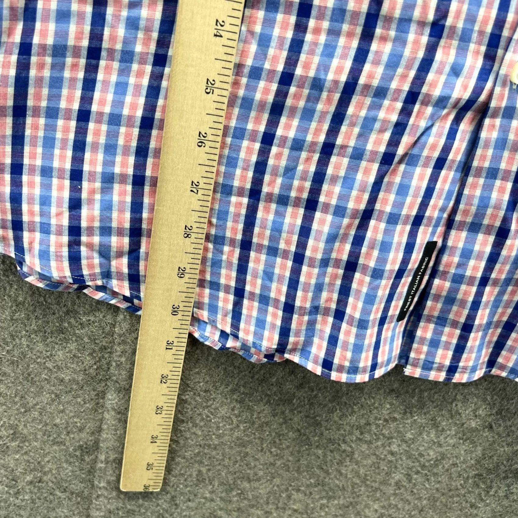 Hugo Boss HUGO BOSS Shirt Mens 17.5/44 Blue Pink Button-Down Gingham Slim Fit Preppy Plaid Vintage Check/Collar Down Shirt Size US XXL / EU 58 / 5 - 7 Thumbnail
