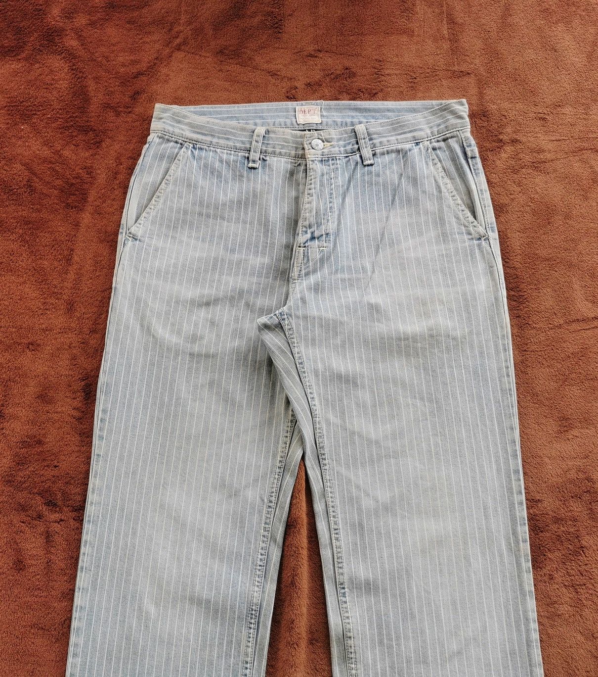 Kapital Dept Japan Pinstripe Wash Blue Denim Jeans Size US 32 / EU 48 - 3 Thumbnail