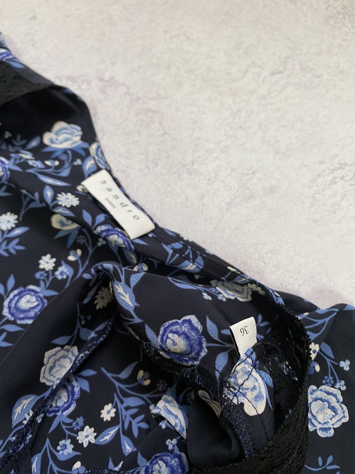 Sandro Sandro Womens Floral Blue Playsuit Size 36 Size XS / US 0-2 / IT 36-38 - 15 Thumbnail