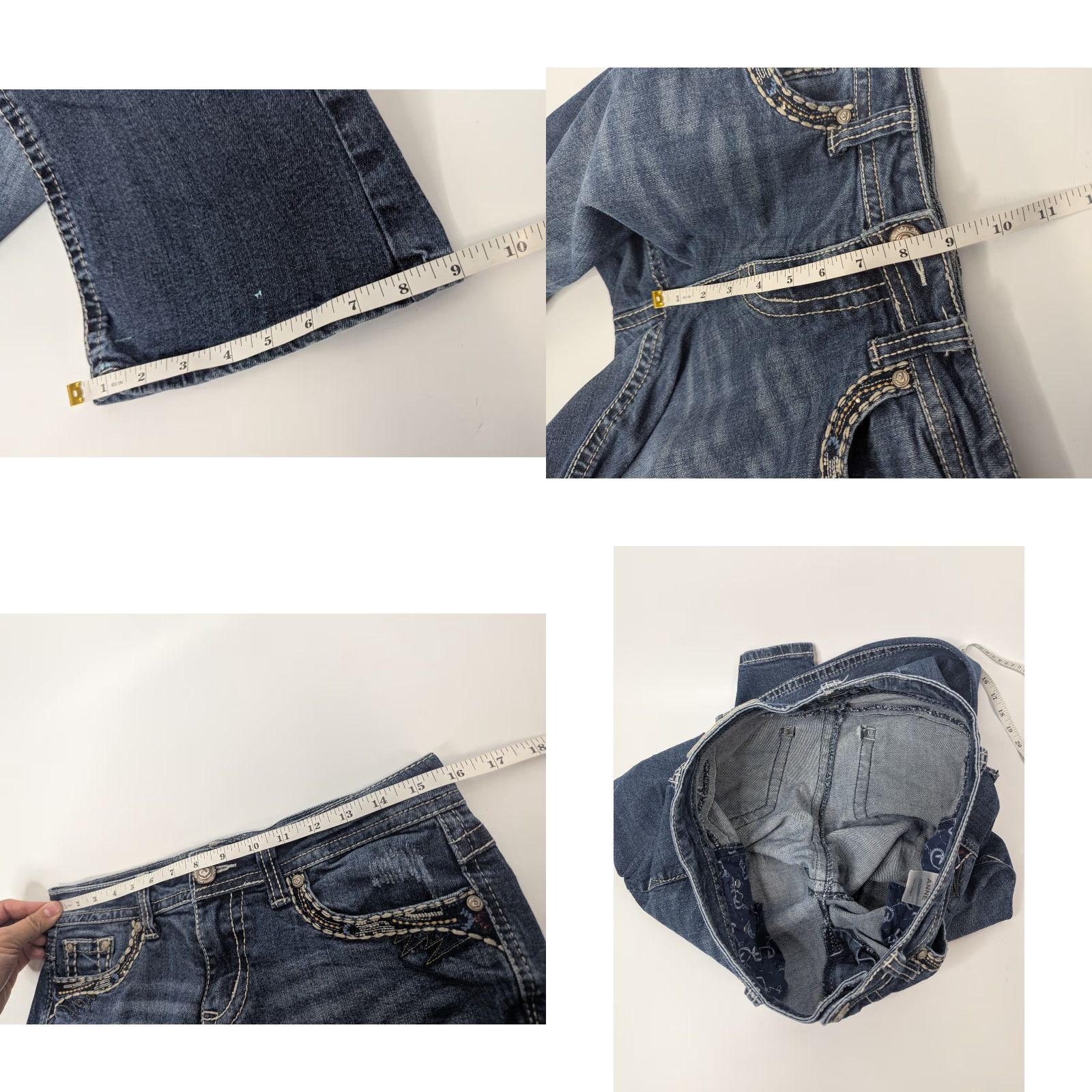 Vintage Shyanne Jeans Womens Bootcut Denim 28 Low Rise Embroidery Pocket Flap Button Zipper Blue Cotton Blend Size 28" / US 6 / IT 42 - 8 Thumbnail