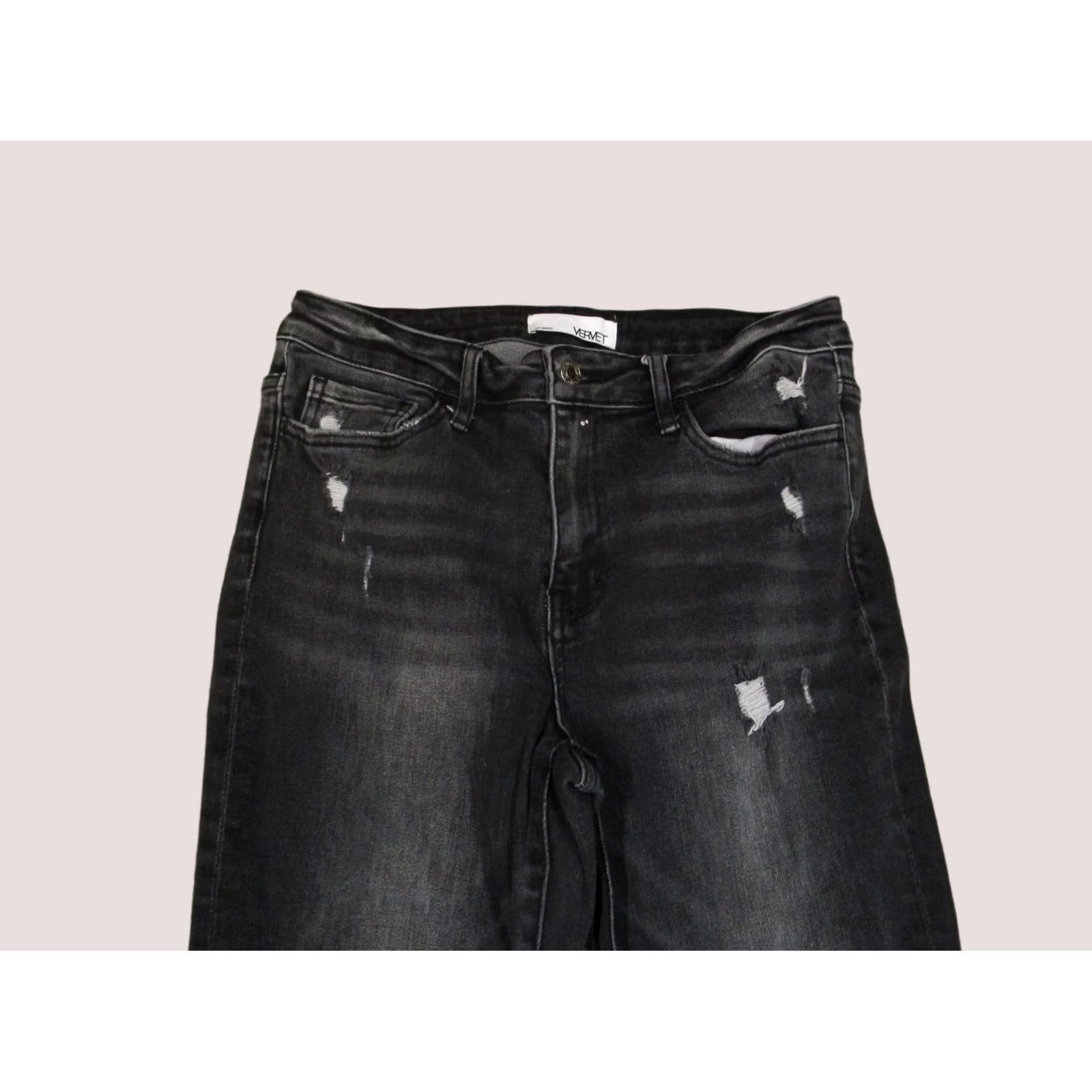 Vintage VERVET Jeans Women 29 Black High Rise Flared Distressed Frayed Hem Stretch Jeans Size 29" - 1 Thumbnail
