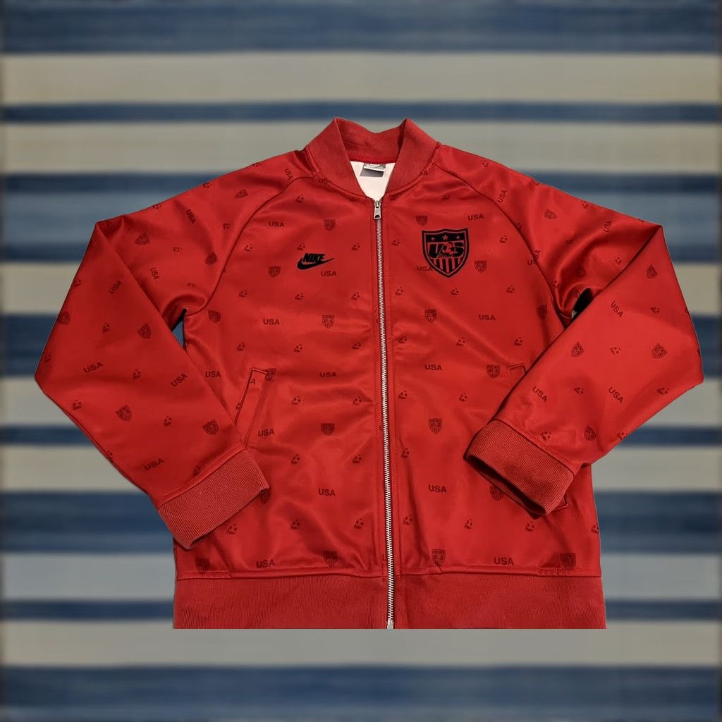 Nike VINTAGE Nike USA Soccer USMNT Red Full Zip Jacket AOP Size Medium Shirt Mens Jacket Red USA 90s Football Size US M / EU 48-50 / 2 - 1 Thumbnail