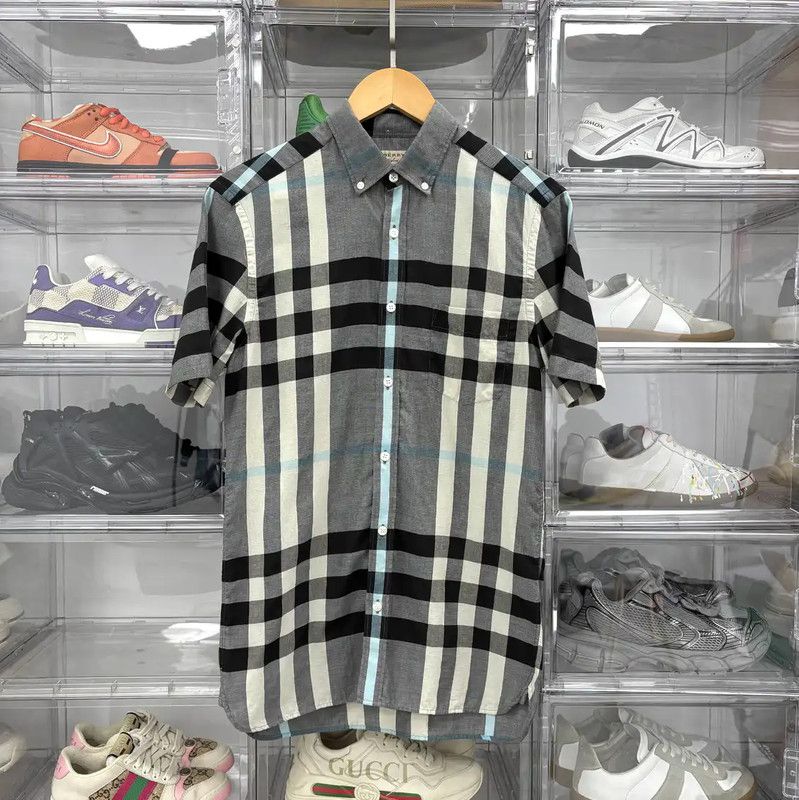 Burberry Burberry Gray Checkered Cotton Shirt Size US S / EU 44-46 / 1 - 1 Thumbnail