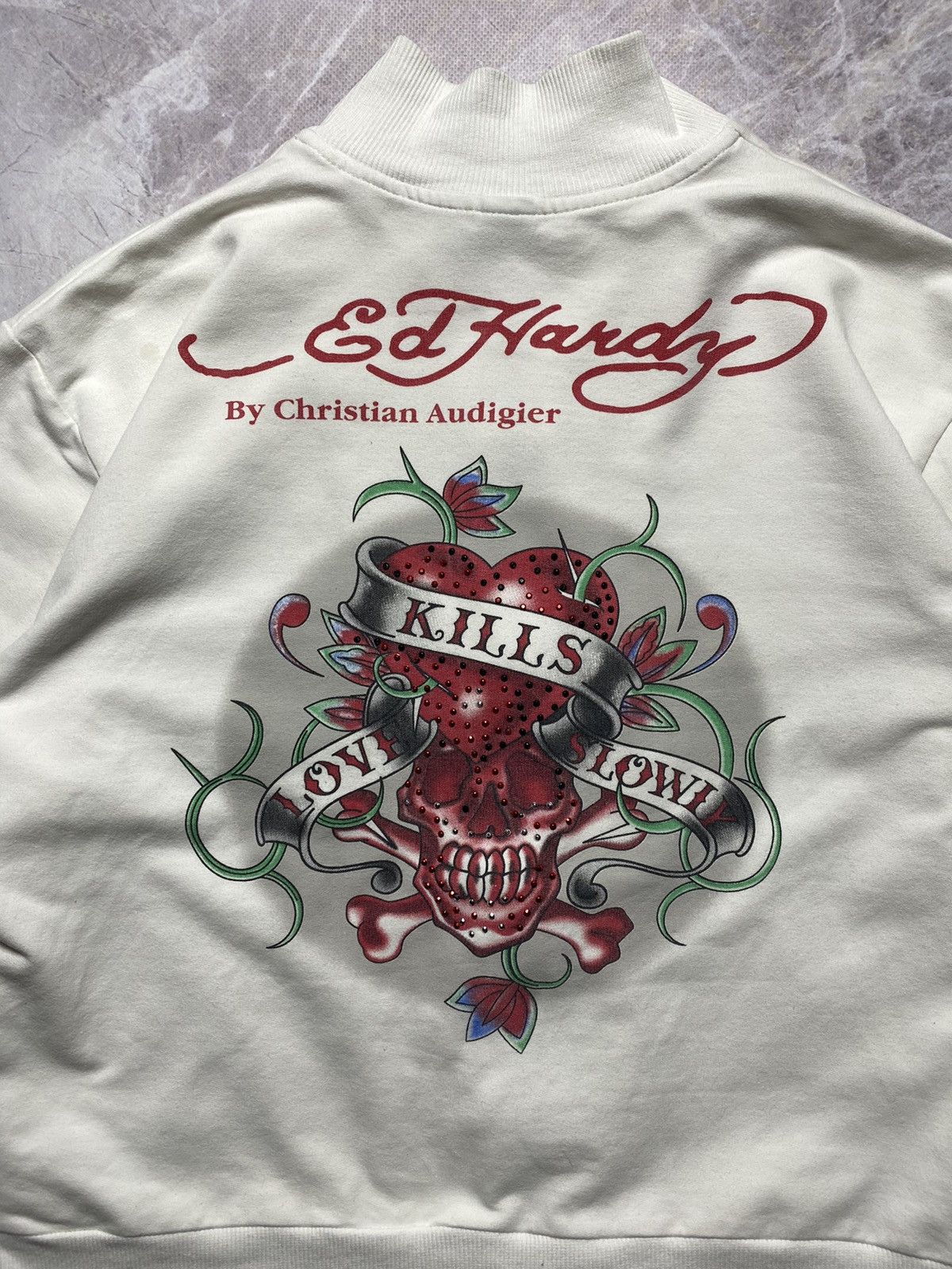 Christian Audigier × Ed Hardy × Vintage Vintage Ed Hardy Zip Sweatshirt Size L / US 10 / IT 46 - 2 Thumbnail