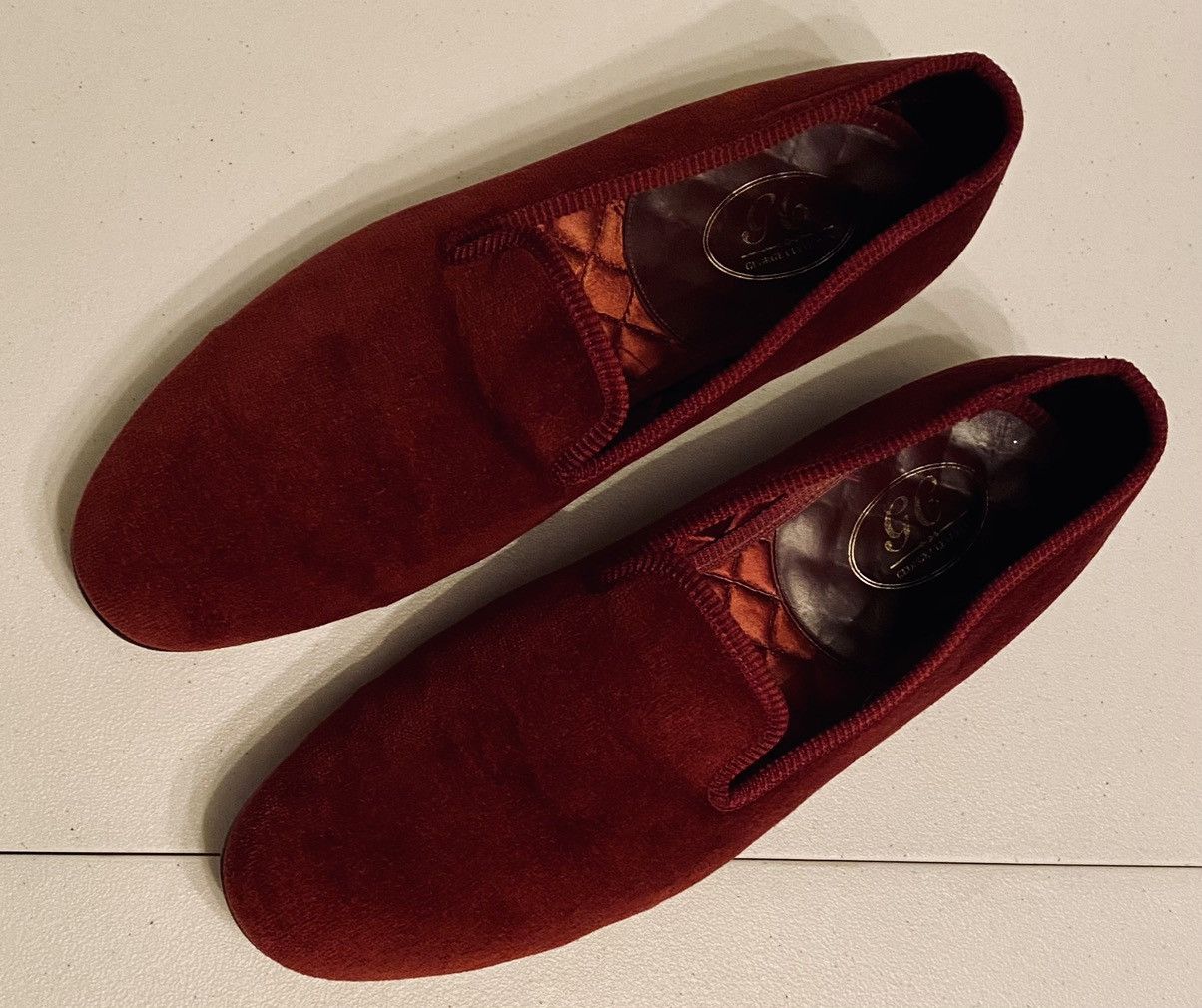 George Cleverley GEORGE CLEVERLEY 🏴󠁧󠁢󠁥󠁮󠁧󠁿 RED VELVET ALBERT SATIN QUILT LOAFER 12 Size US 12 / EU 45 - 13 Thumbnail