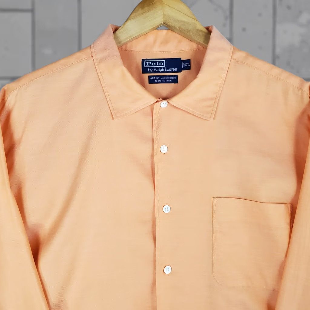 Polo Ralph Lauren VTG Polo Ralph Lauren Artist Workshirt Long Sleeve Button-Up Men's XL Orange Cotton Poplin Lightweight Casual, Vintage Polo Ralph Lauren Shirt Size US XL / EU 56 / 4 - 1 Thumbnail