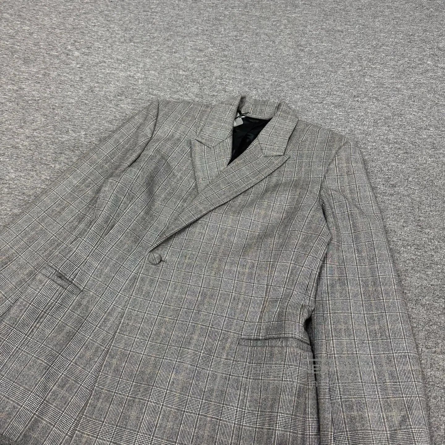 Balenciaga Balenciaga Gray checkered suit jacket| Size 36R - 3 Thumbnail