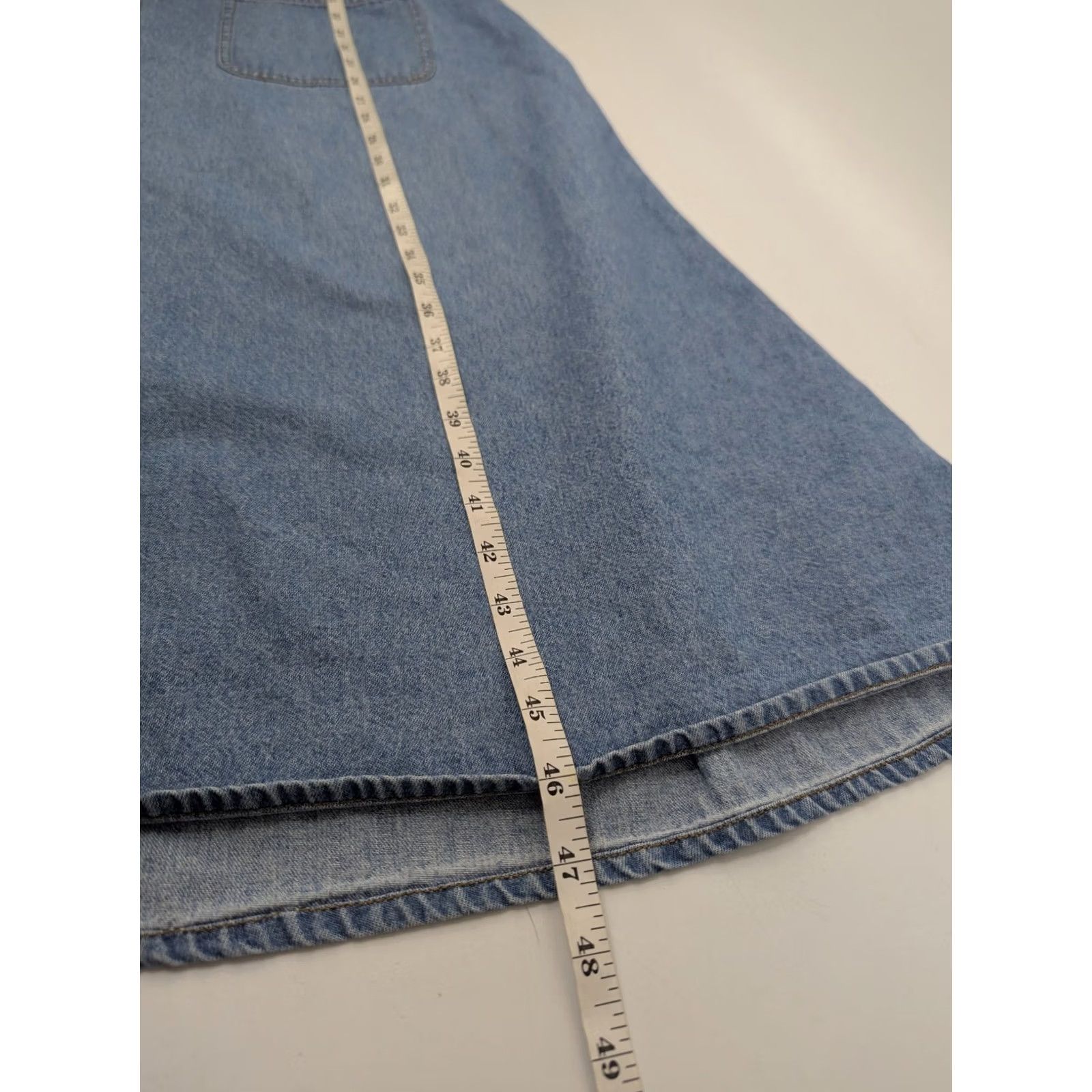 Denime VINTAGE Jane Ashley Denim Floral Embroidered Jumper Womens Dress Maxi Pockets Size L / US 10 / IT 46 - 4 Thumbnail