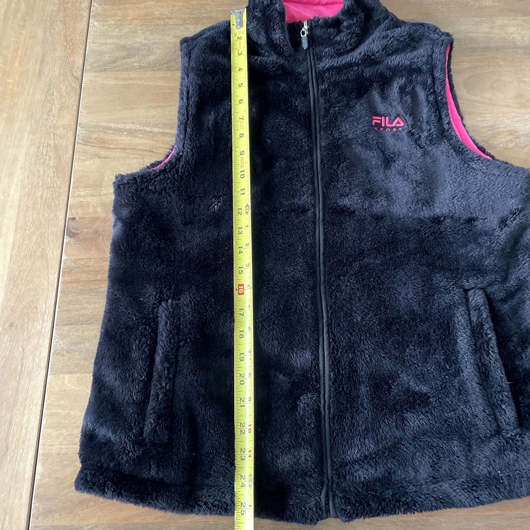 Fila FILA Sport Womens L Vest Reversible Faux Fur Black Pink Full Zip Sleeveless Size L / US 10 / IT 46 - 5 Thumbnail