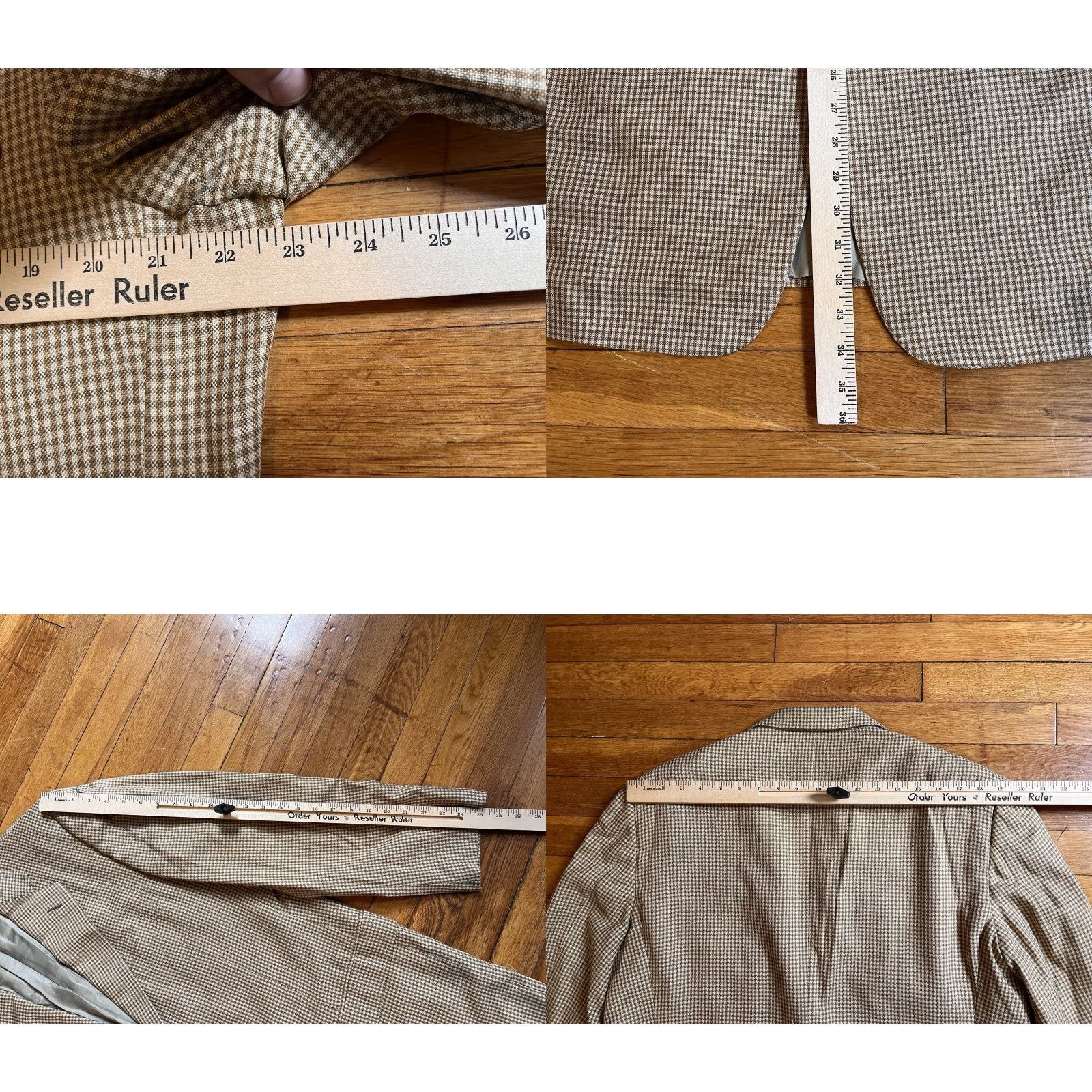 Ermenegildo Zegna Ermenegildo Zegna Blazer Sport Coat Men’s 46R Beige Check Jacket Single-Breasted Two-Button/Notch Cashmere Silk Size 46R - 9 Thumbnail