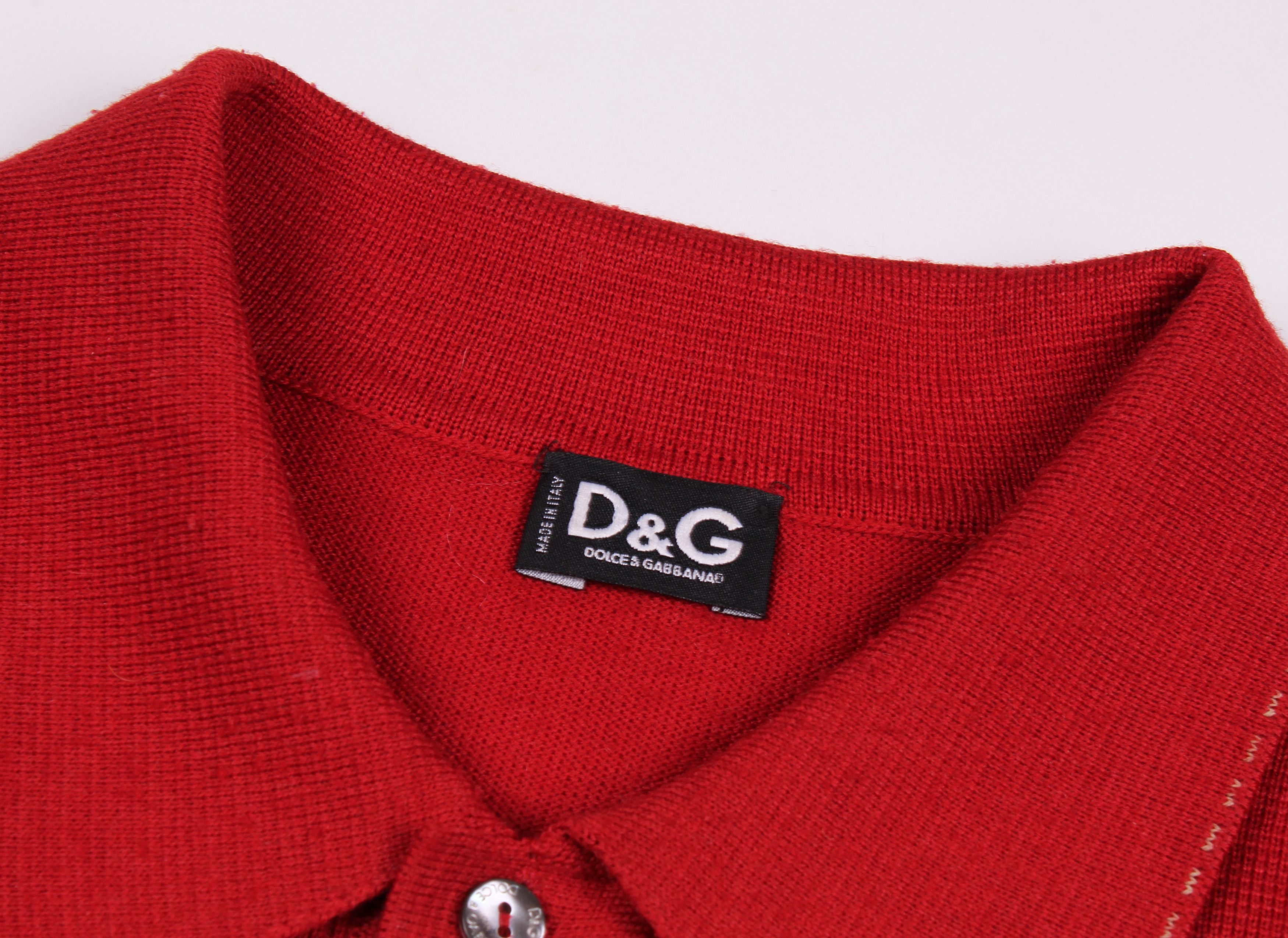 Dolce & Gabbana × Vintage Vintage Dolce & Gabbana Red Wool Collared Sweater Size US M / EU 48-50 / 2 - 4 Thumbnail