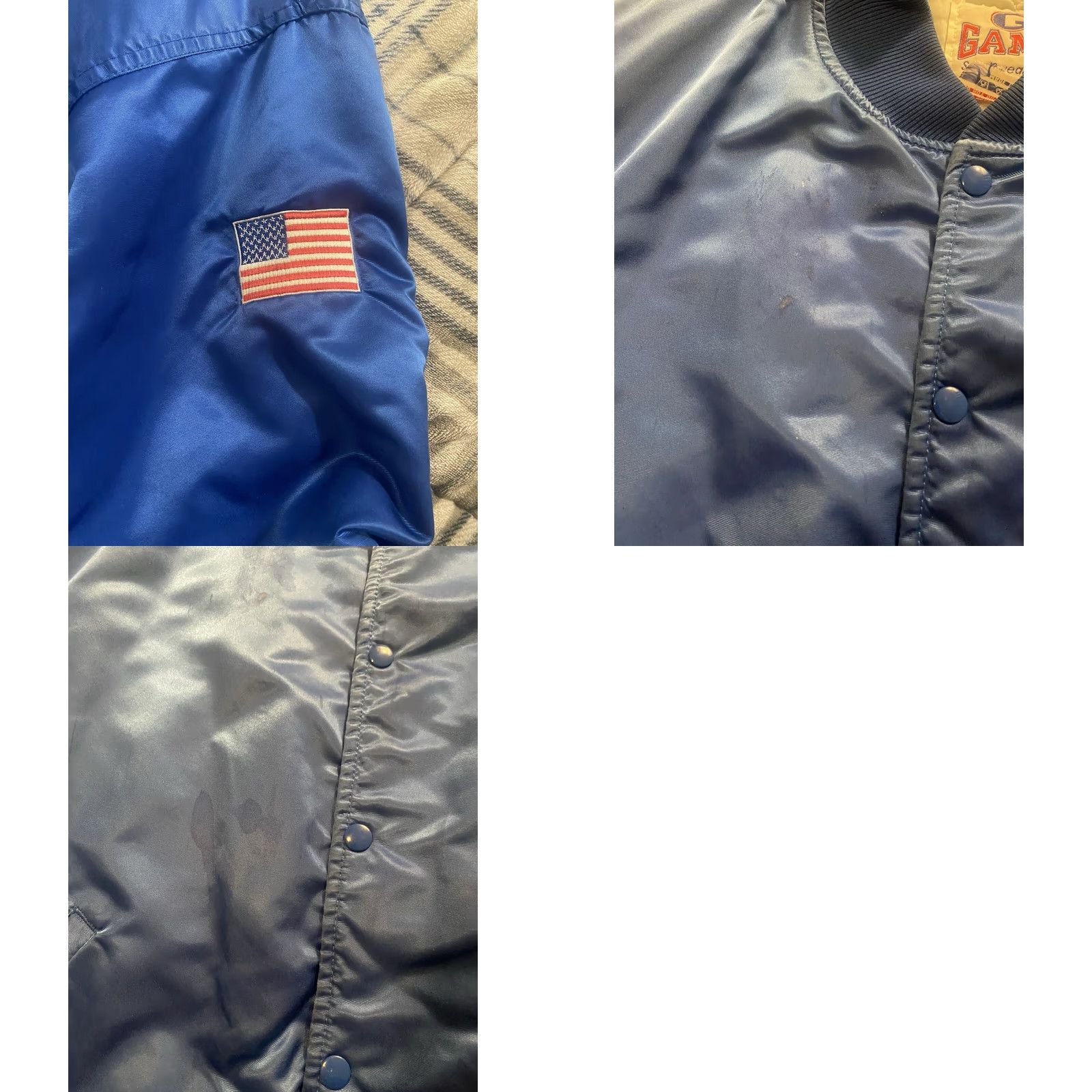 Vintage VINTAGE Game Sportswear Bomber Jacket Men's 2XL Blue Nylon Satin Quilted Logo Pocket Bonded 90s Transportation Theme Size US XXL / EU 58 / 5 - 8 Thumbnail