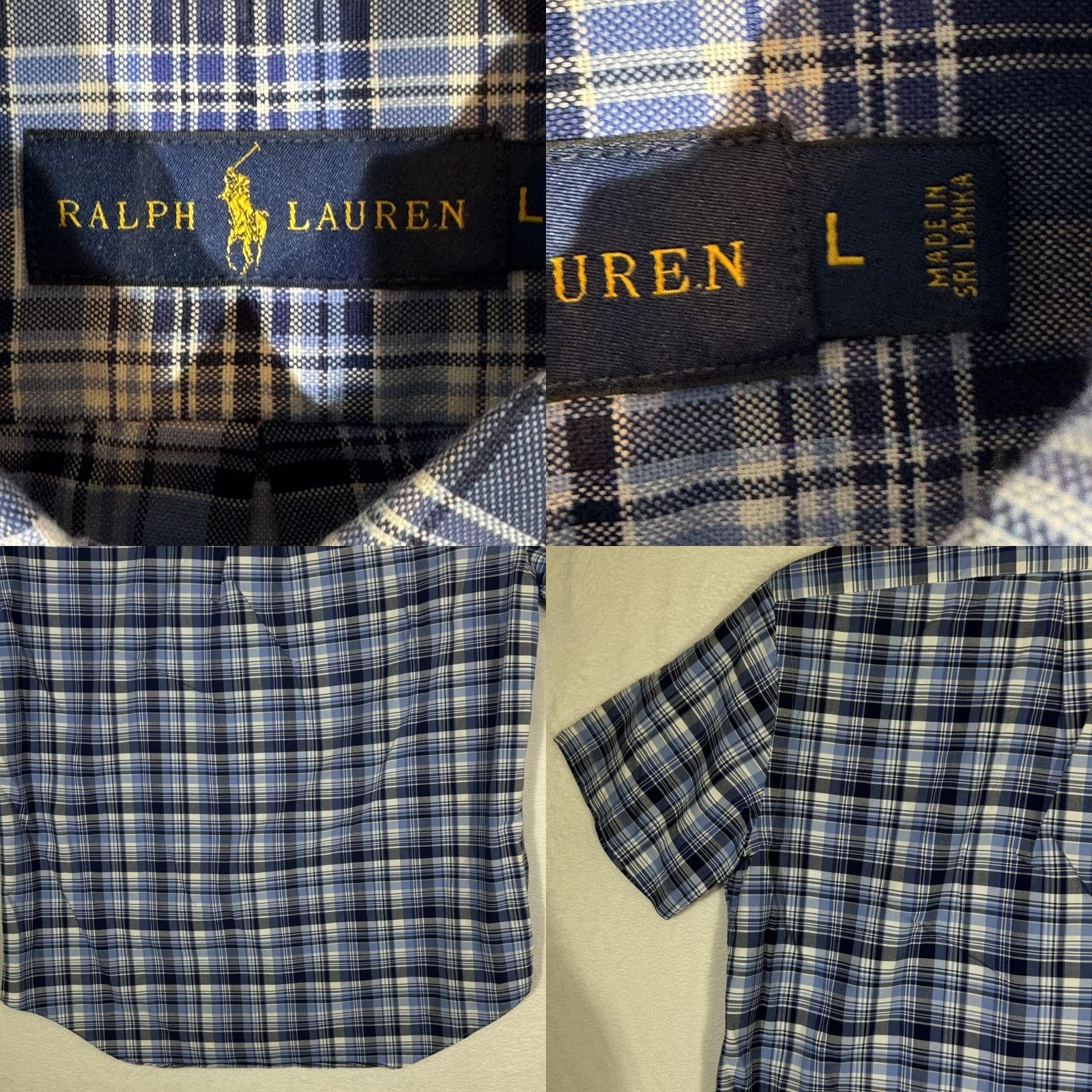 Ralph Lauren Ralph Lauren Shirt Mens Large Blue Plaid Button Down Short Sleeve Polo Pony Size US L / EU 52-54 / 3 - 8 Thumbnail