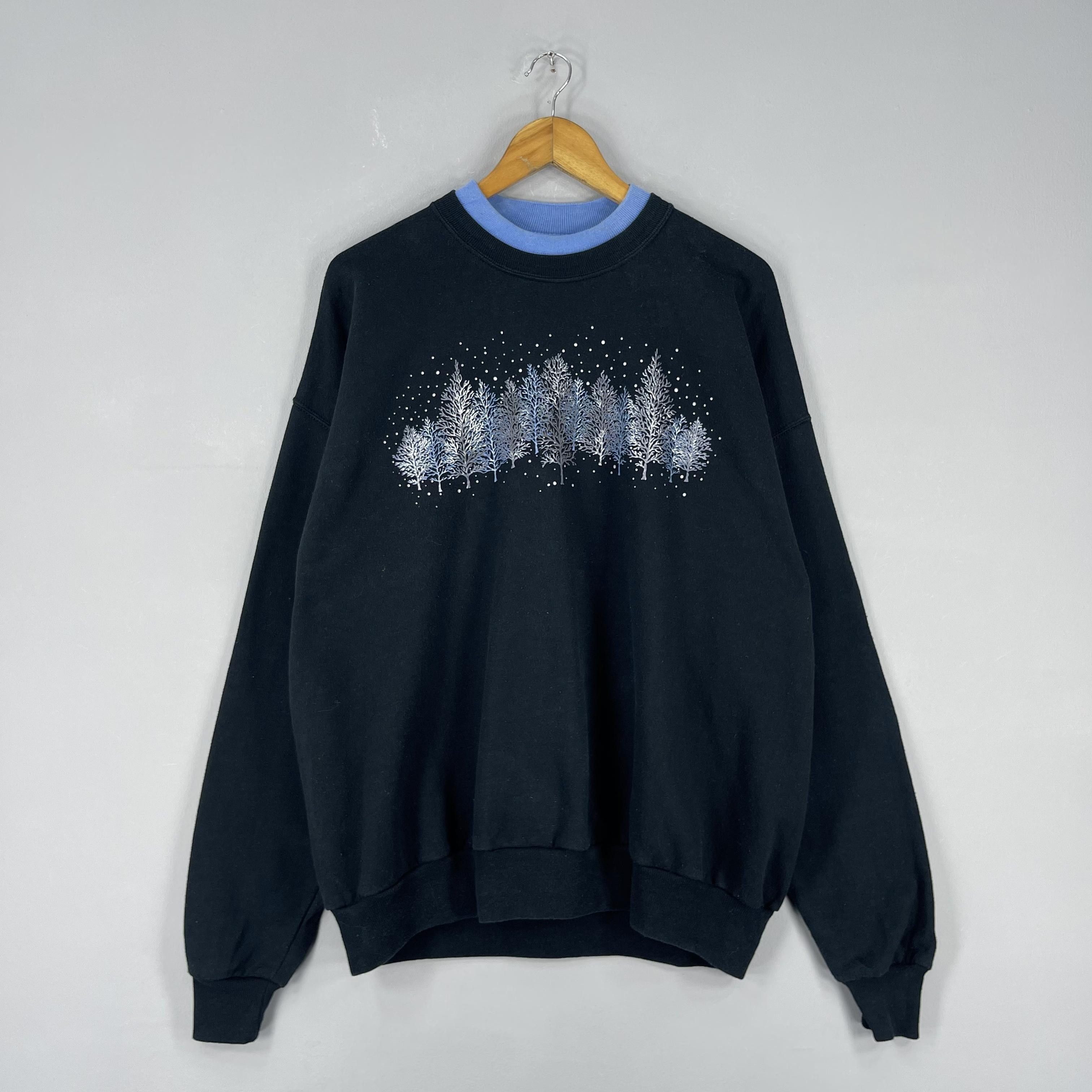 Vintage Vintage Icy Forest Nature Motive Printed Sweatshirt Size US XL / EU 56 / 4 - 3 Thumbnail