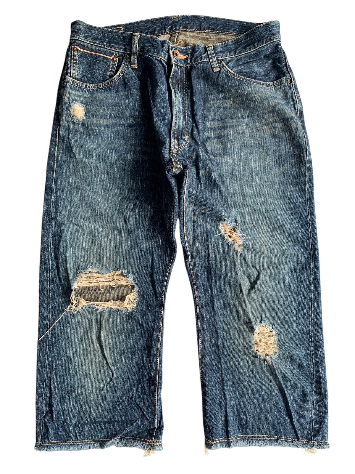Edwin VINTAGE EDWIN 505 SELVEDGE RUSTY SHORT DISTRESSED DENIM Size US 33 - 1 Thumbnail