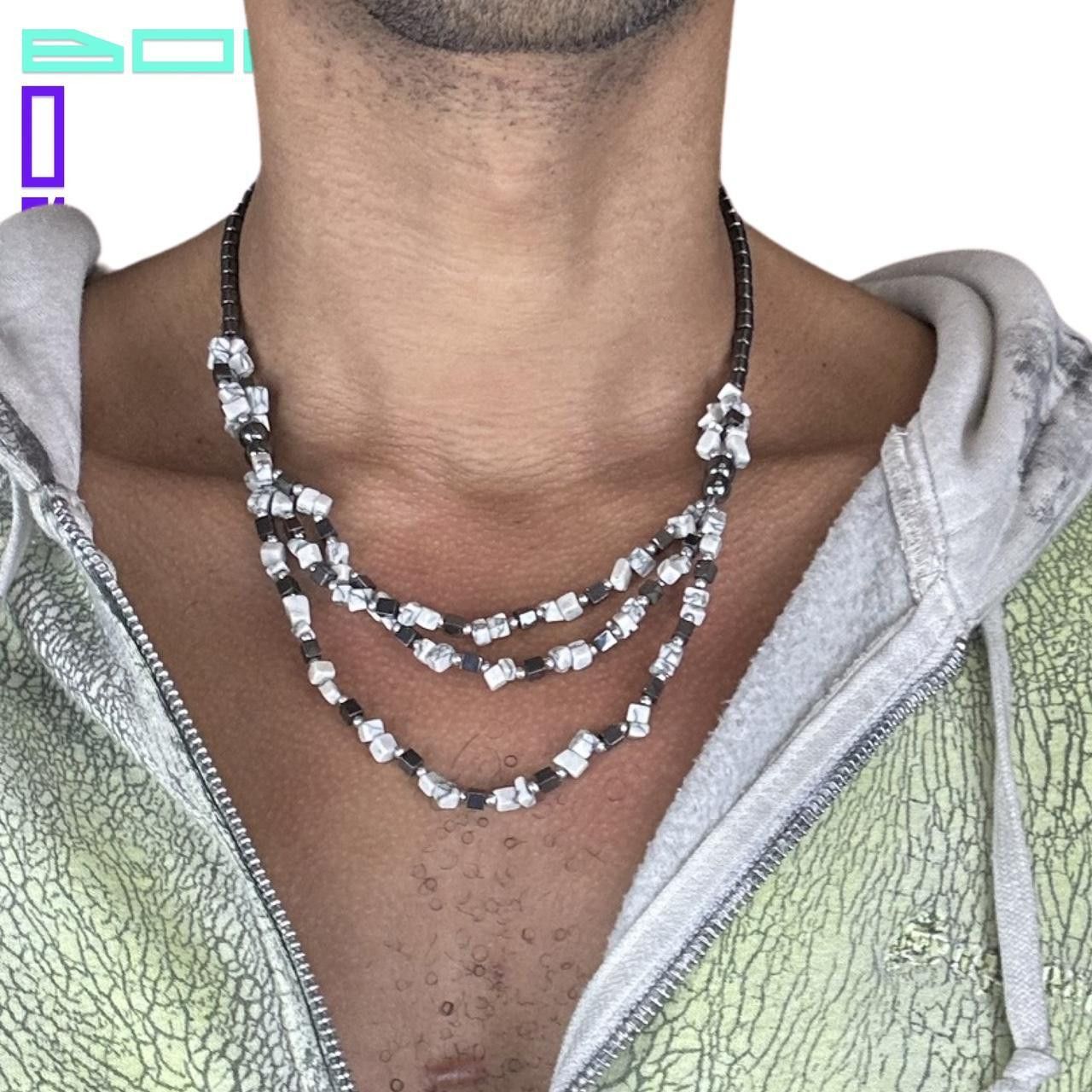 Jewelry × Other × Vintage Vintage Tan Marble and Agate Beaded Tiered Necklace Size ONE SIZE - 2 Thumbnail