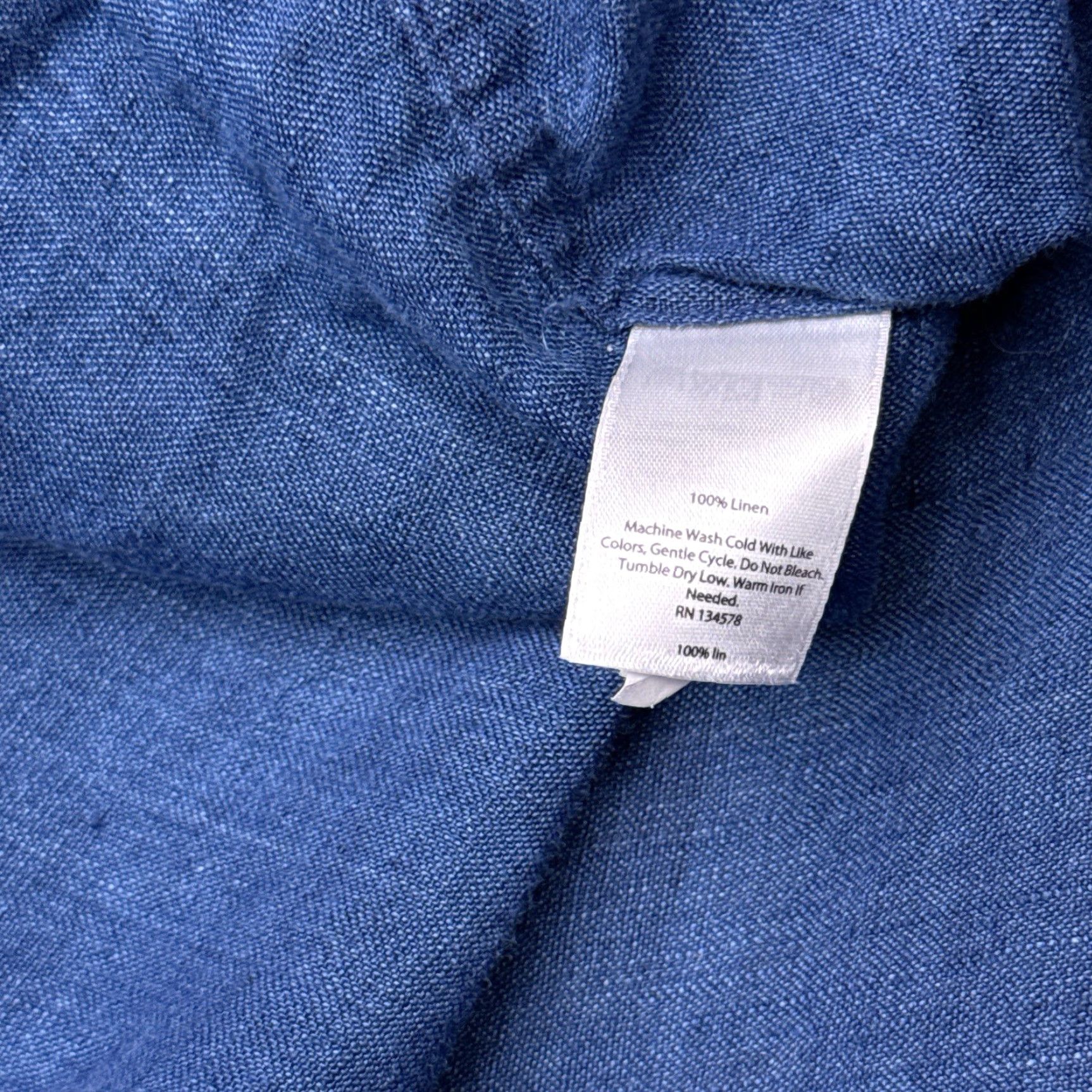 Vineyard Vines Vineyard Vines Tucker Shirt Slim Fit Mens L Blue Striped Button-Up Knit Linen Long Sleeve Collared Pocketed Casual Formal Workwear Size US L / EU 52-54 / 3 - 7 Thumbnail