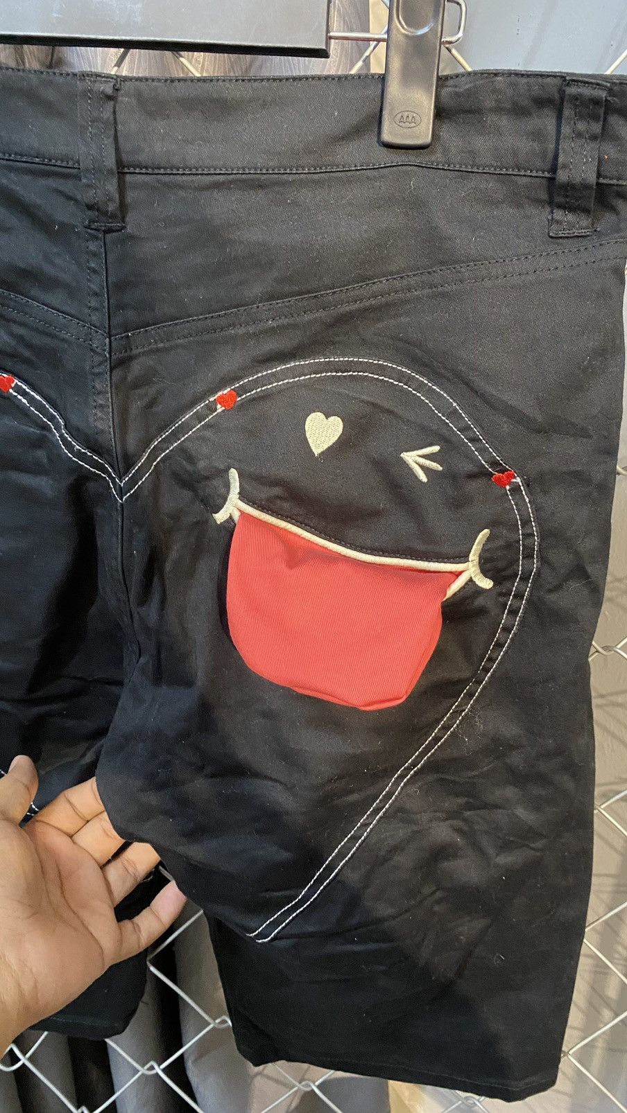 Designer × Japanese Brand UP SMILE😛 BIG LOVE SHORT PANTS BLACK MADEINSMILE JAPAN Size US 35 - 11 Thumbnail