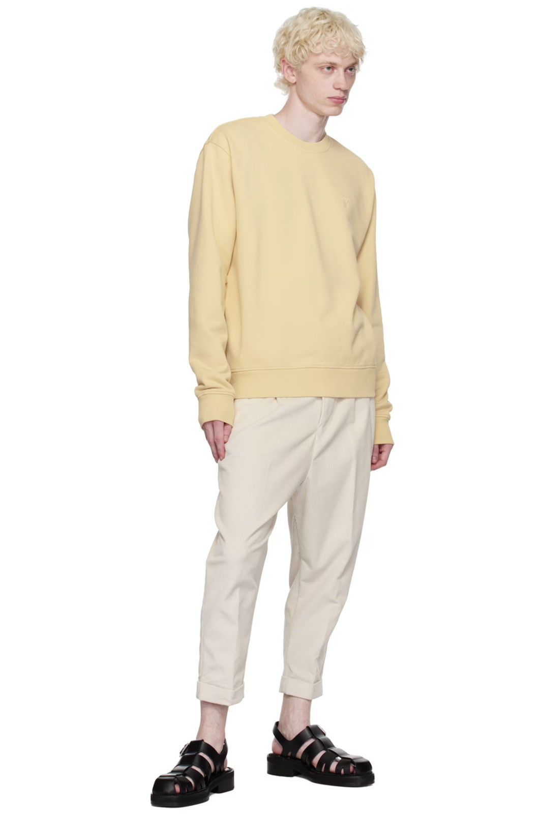 AMI NEW L Beige Vanilla Ami de Cœur Logo Classic Sweat-shirt Size US L / EU 52-54 / 3 - 4 Thumbnail