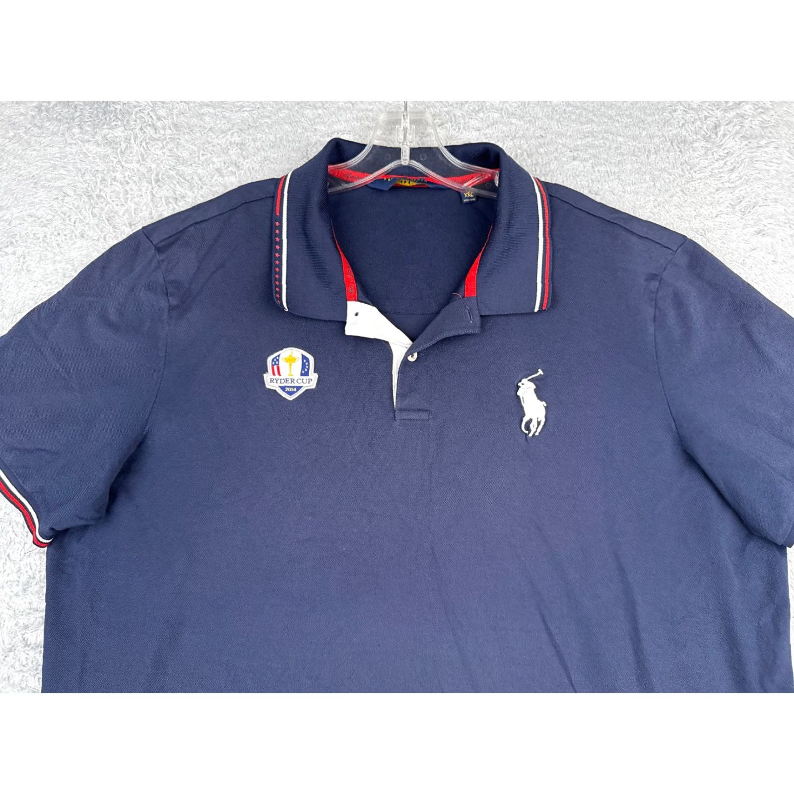 Ralph Lauren VINTAGE Polo Golf Shirt Men 2XL Blue 100% Cotton Ryder Cup Embroidered Logo Polo Shirt Mens XXL Blue 90s Theme Sports Golf Size US XXL / EU 58 / 5 - 4 Thumbnail