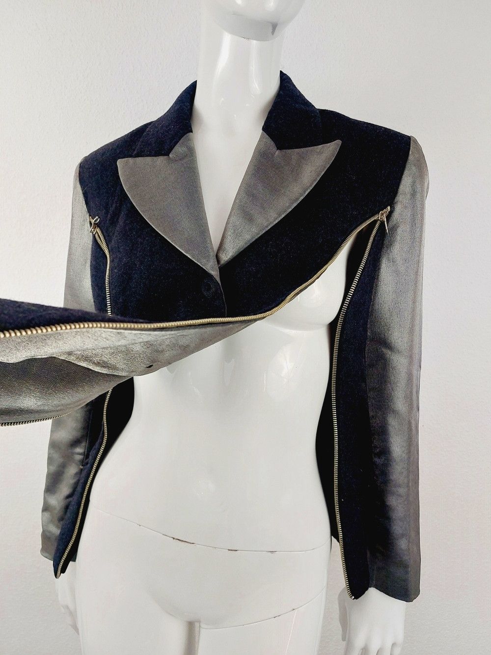 plein sud Plein Sud Faycal Amor Bust Silver Zip Zipper Wool Jacket Size M / US 6-8 / IT 42-44 - 3 Thumbnail