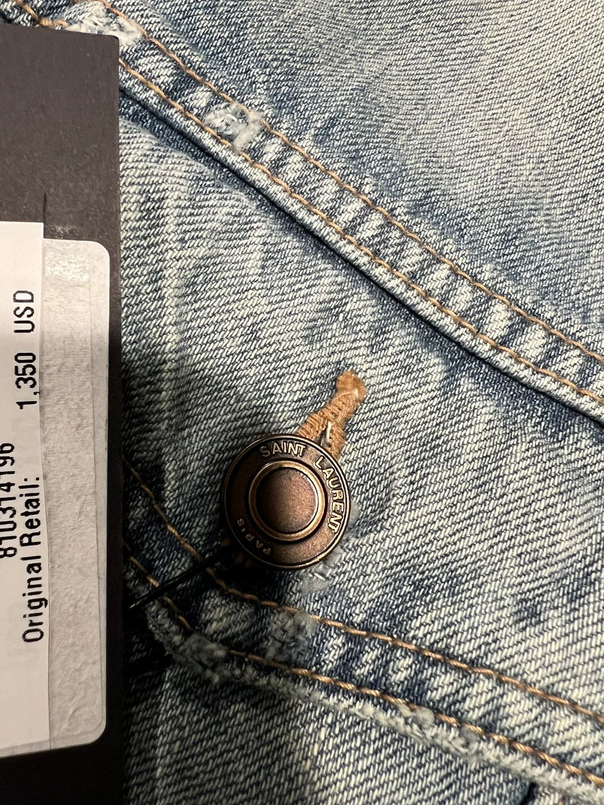 Saint Laurent Paris Saint Laurent men’s blue ripped denim jacket. 52/L Size US L / EU 52-54 / 3 - 4 Thumbnail