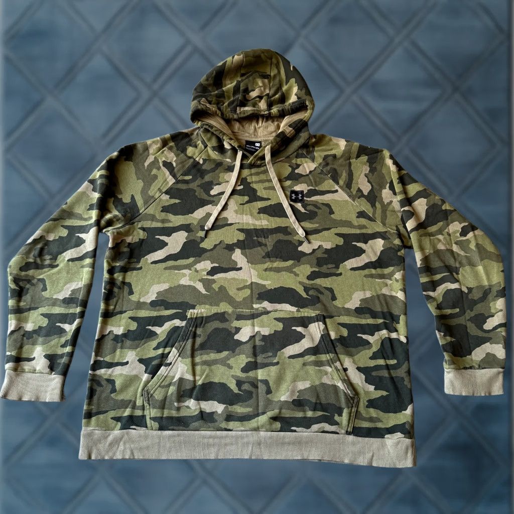 Under Armour Under Armour Sweater Mens 2XL Green Camo Hooded Pullover Sweatshirt Army Outdoor Shirt Everyday Mens Size US XXL / EU 58 / 5 - 1 Thumbnail