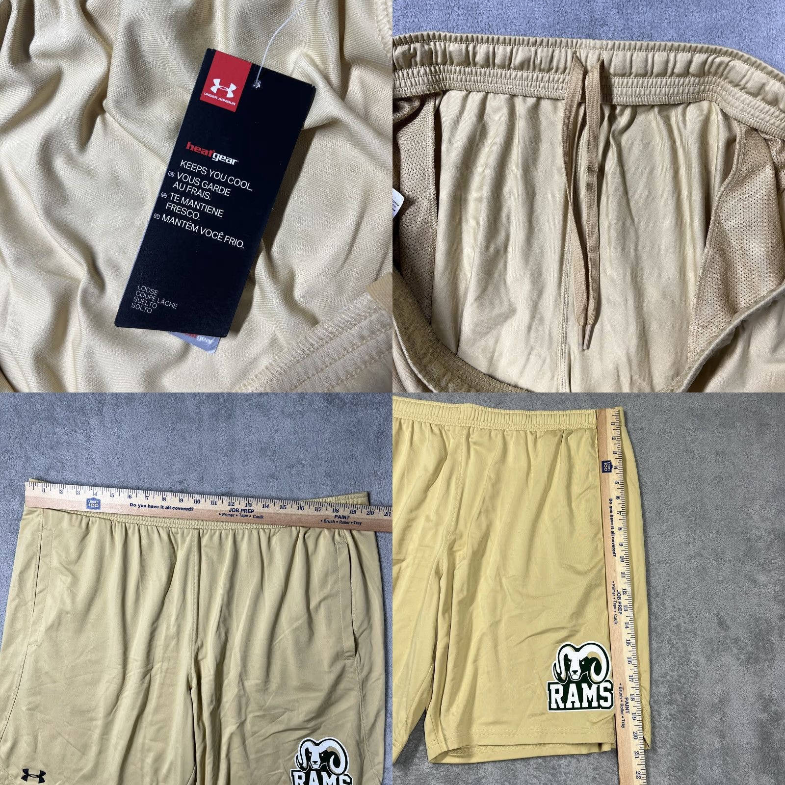 Under Armour Under Armour Shorts Mens XXL UA Locker 9" Inseam RAMS Logo Print Vegas Gold Sports Outdoor 2XL Size US 39 - 8 Thumbnail