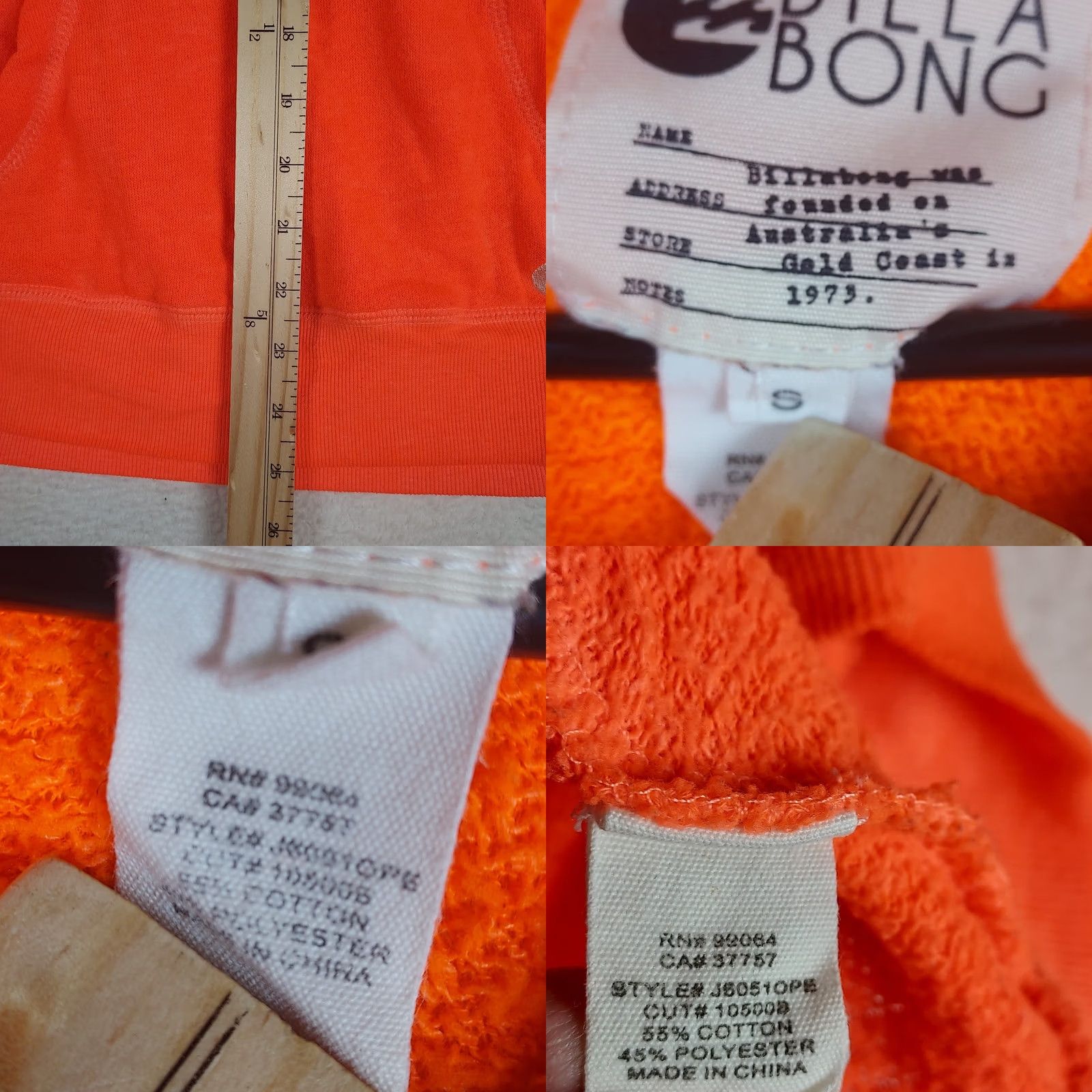 Billabong VINTAGE Billabong Women's Orange Hoodie Pullover Kangaroo Pocket Size S Size S / US 4 / IT 40 - 8 Thumbnail