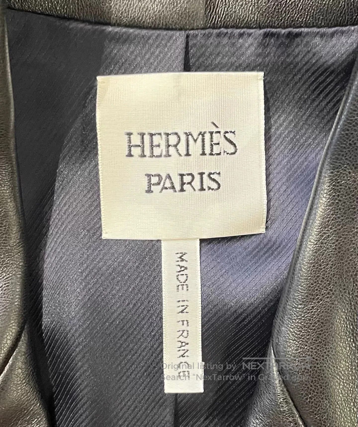 Hermes HERMES Black Leather Button Coat. Size US S / EU 44-46 / 1 - 5 Thumbnail